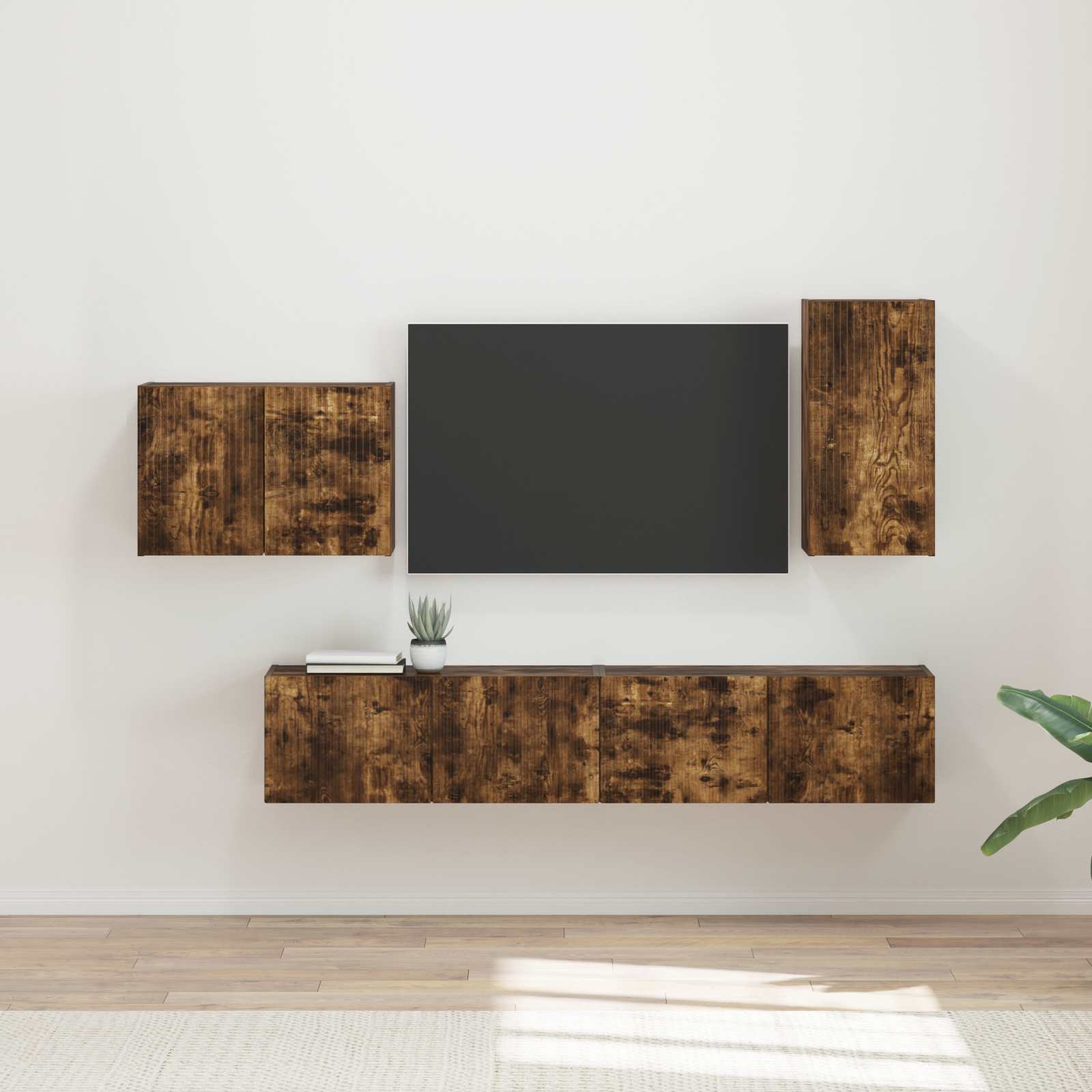 Ensemble de meuble TV mural 4 pcs Chêne fumé Bois d'ingénierie - XIOS