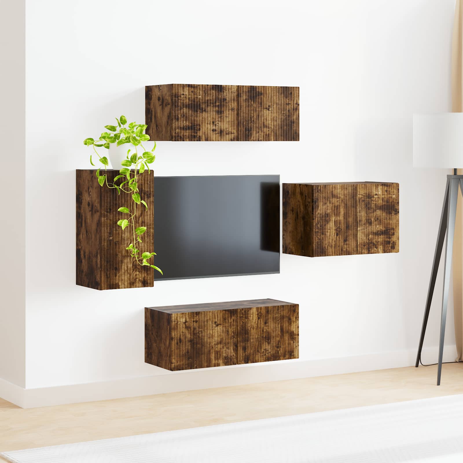 Ensemble de meuble TV mural 4 pcs Chêne fumé Bois d'ingénierie - XIOS