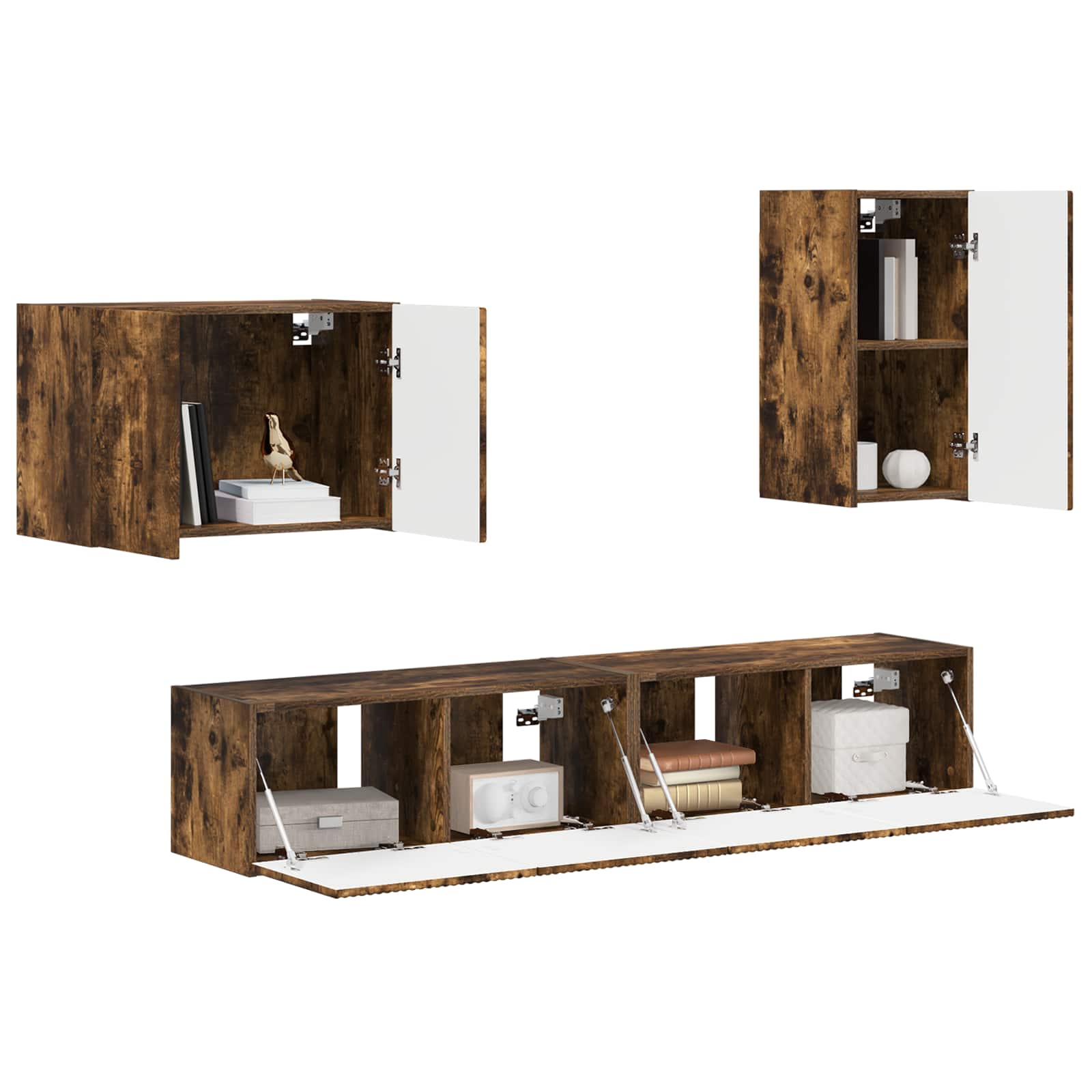 Ensemble de meuble TV mural 4 pcs Chêne fumé Bois d'ingénierie - XIOS