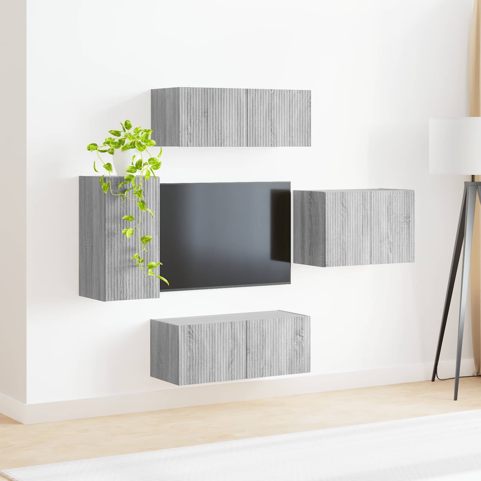 Ensemble de meuble TV mural 4 pcs Gris Sonoma Bois d'ingénierie - XIOS