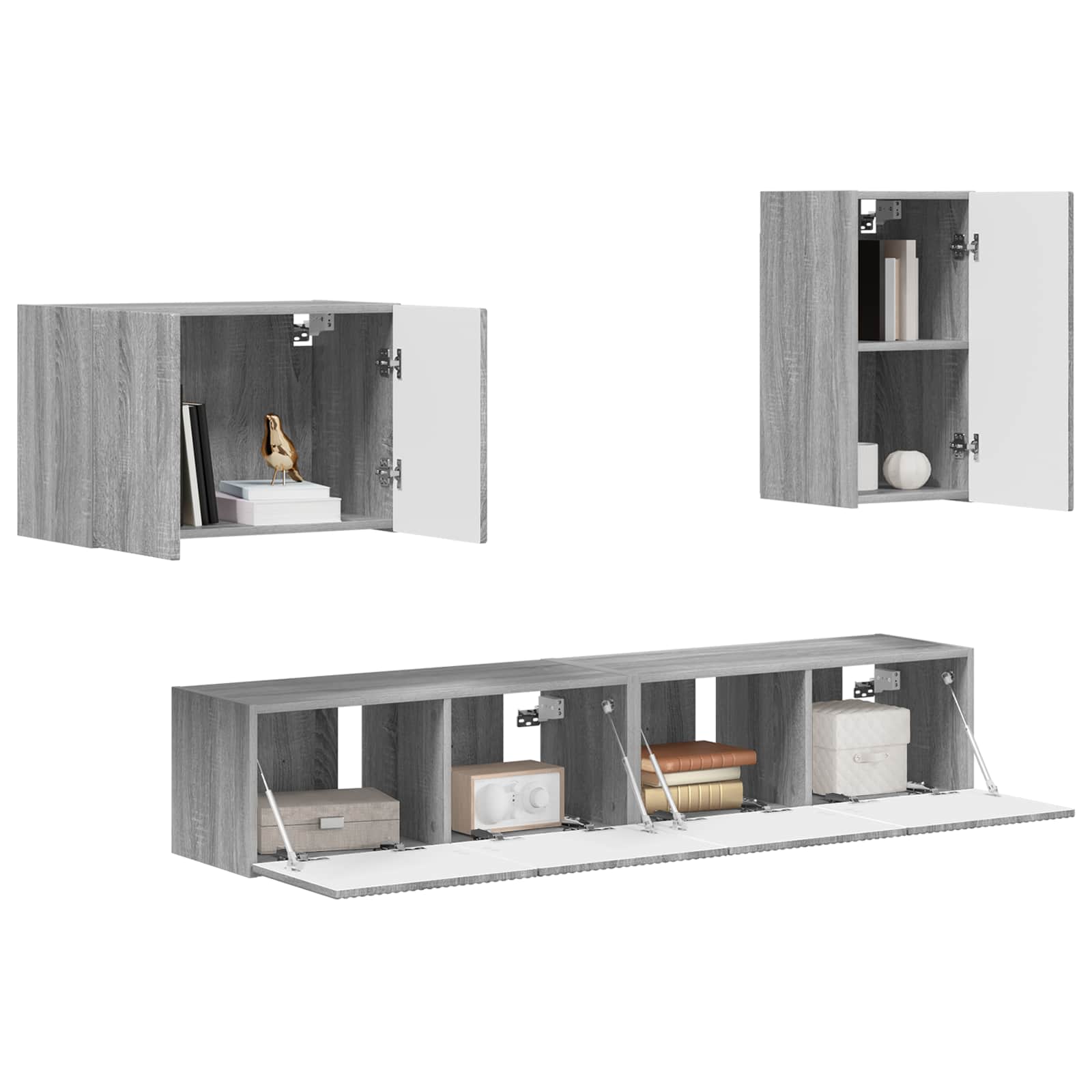 Ensemble de meuble TV mural 4 pcs Gris Sonoma Bois d'ingénierie - XIOS