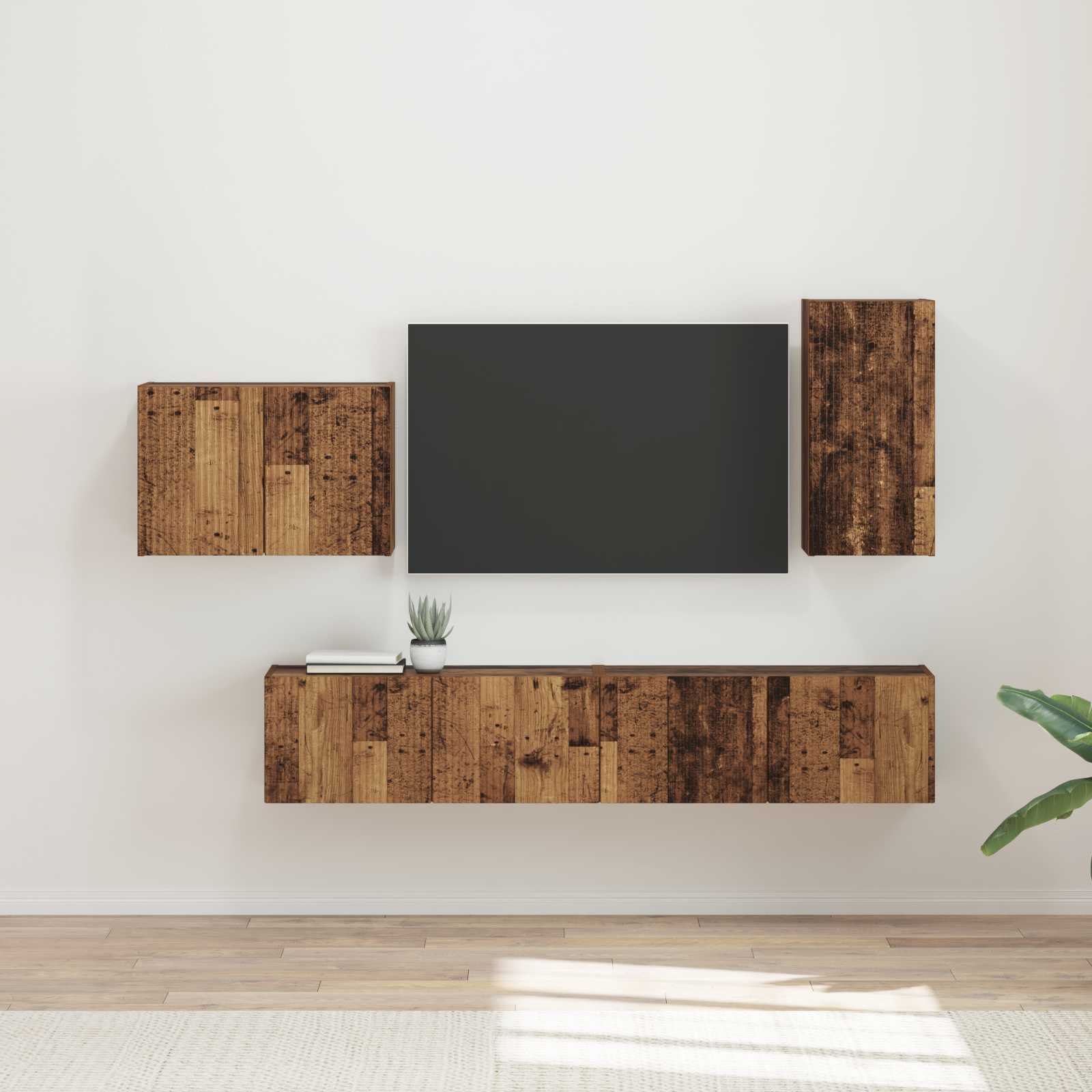 Ensemble de meuble TV mural 4 pcs Bois ancien Bois d'ingénierie - XIOS