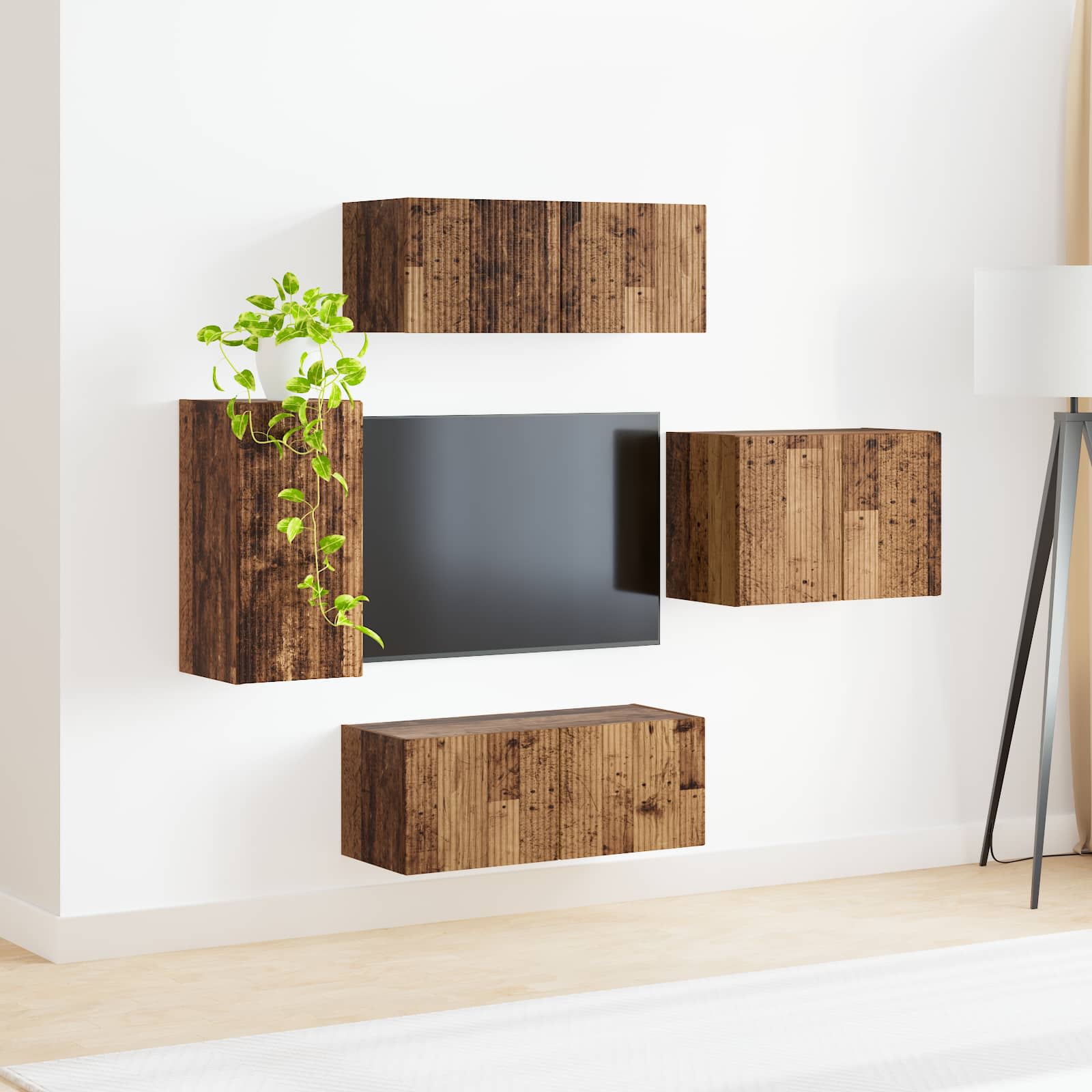 Ensemble de meuble TV mural 4 pcs Bois ancien Bois d'ingénierie - XIOS