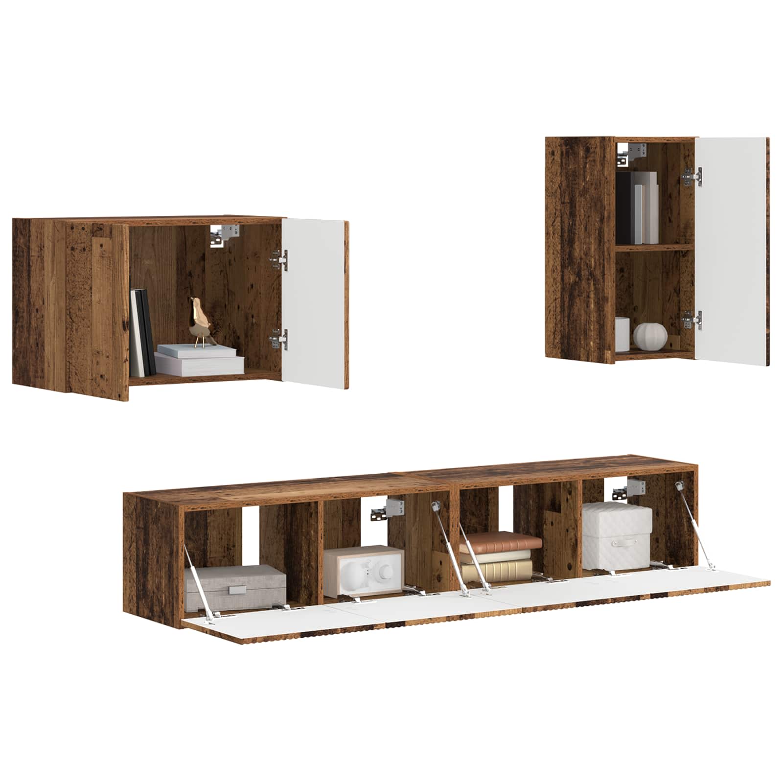 Ensemble de meuble TV mural 4 pcs Bois ancien Bois d'ingénierie - XIOS