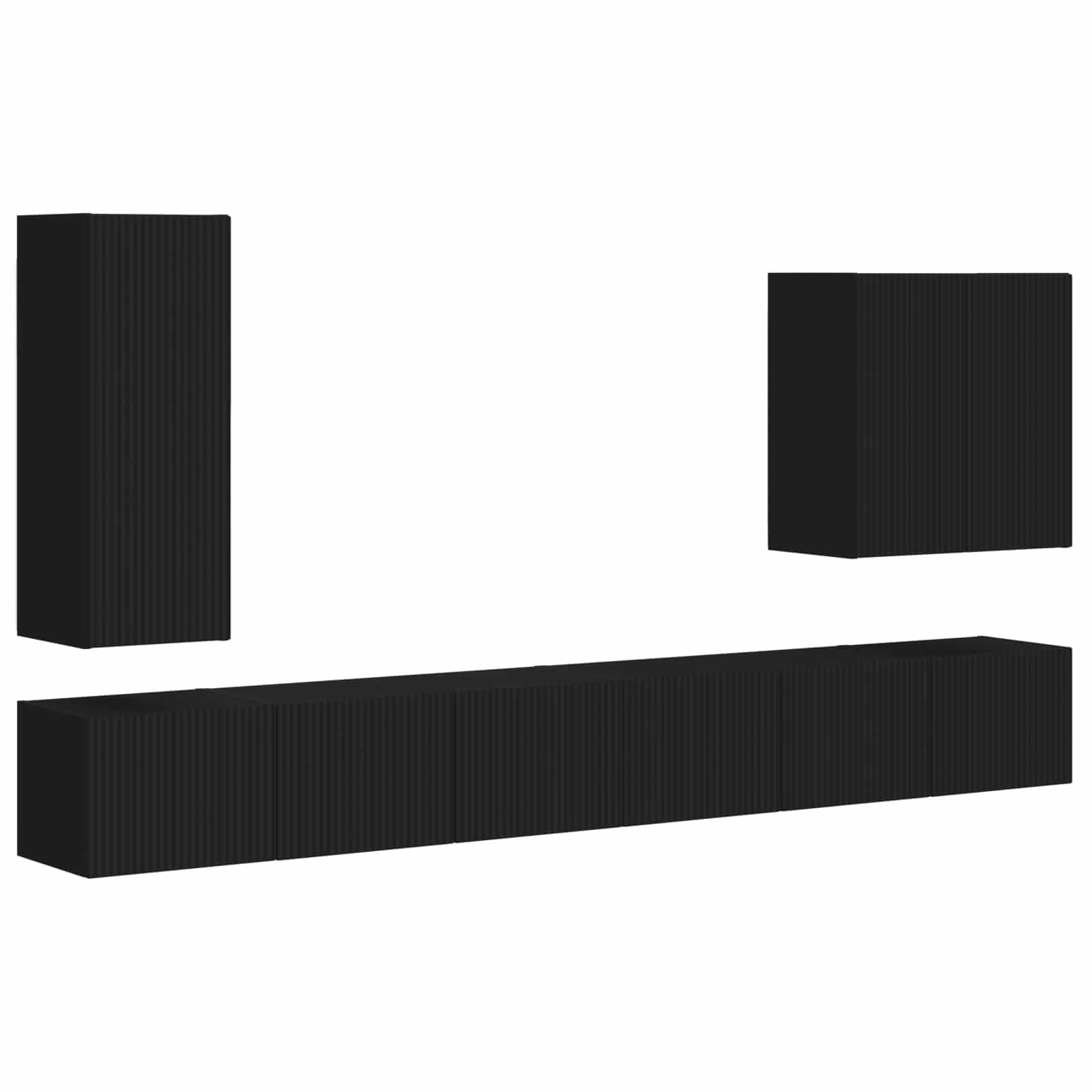 Ensemble de meuble TV mural Montage mural 6 pcs Noir