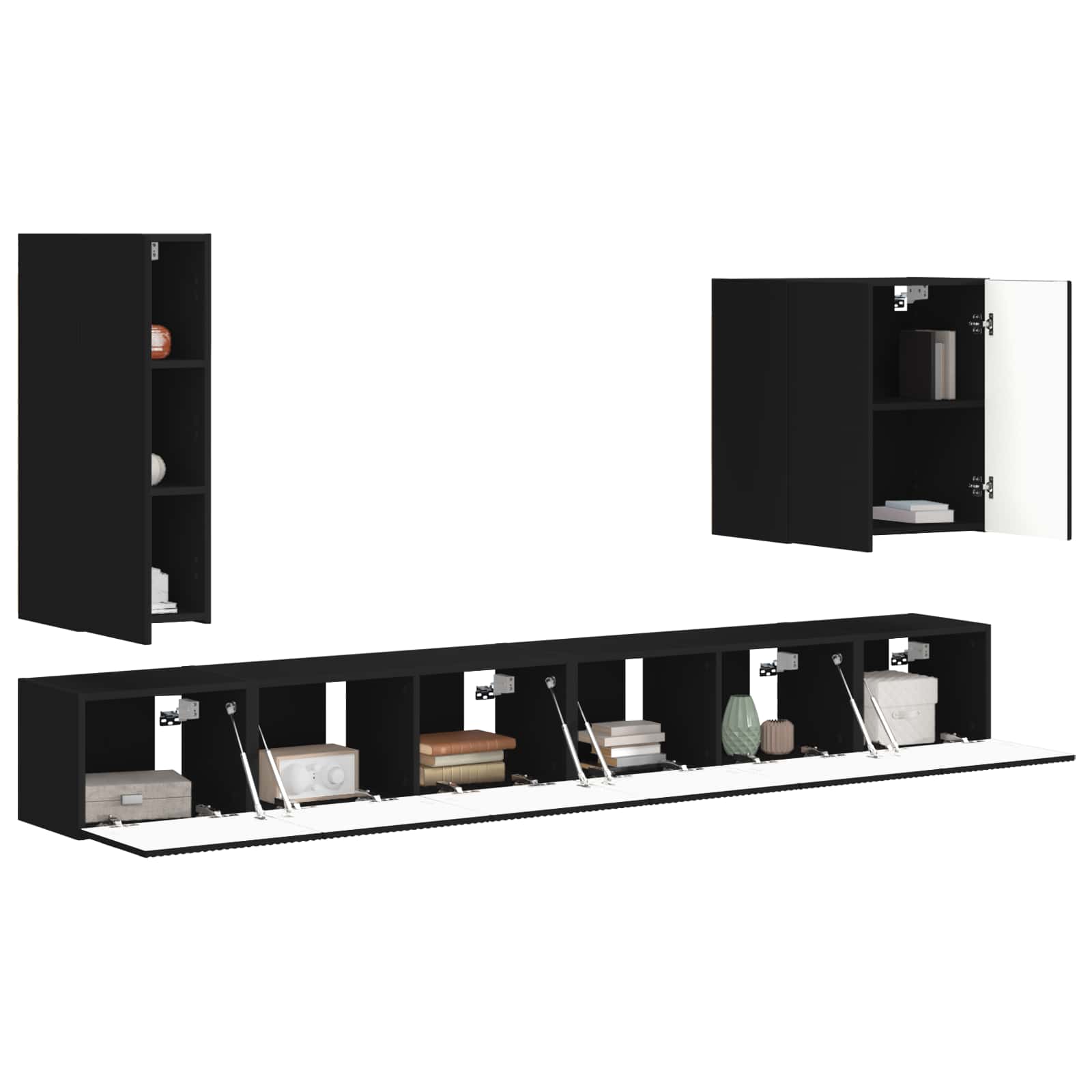 Ensemble de meuble TV mural Montage mural 6 pcs Noir