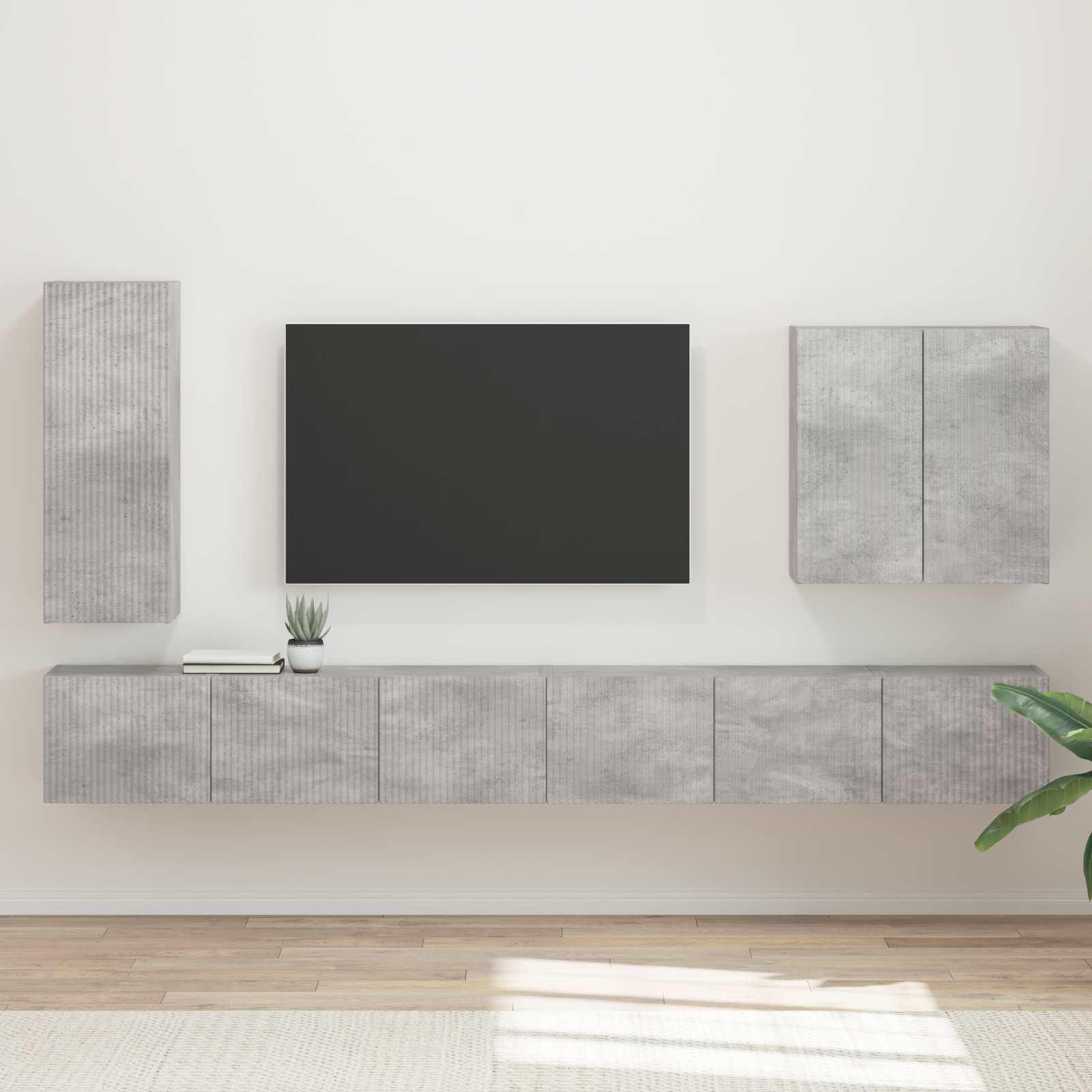 Ensemble de meuble TV mural Montage mural 6 pcs Gris béton - XIOS