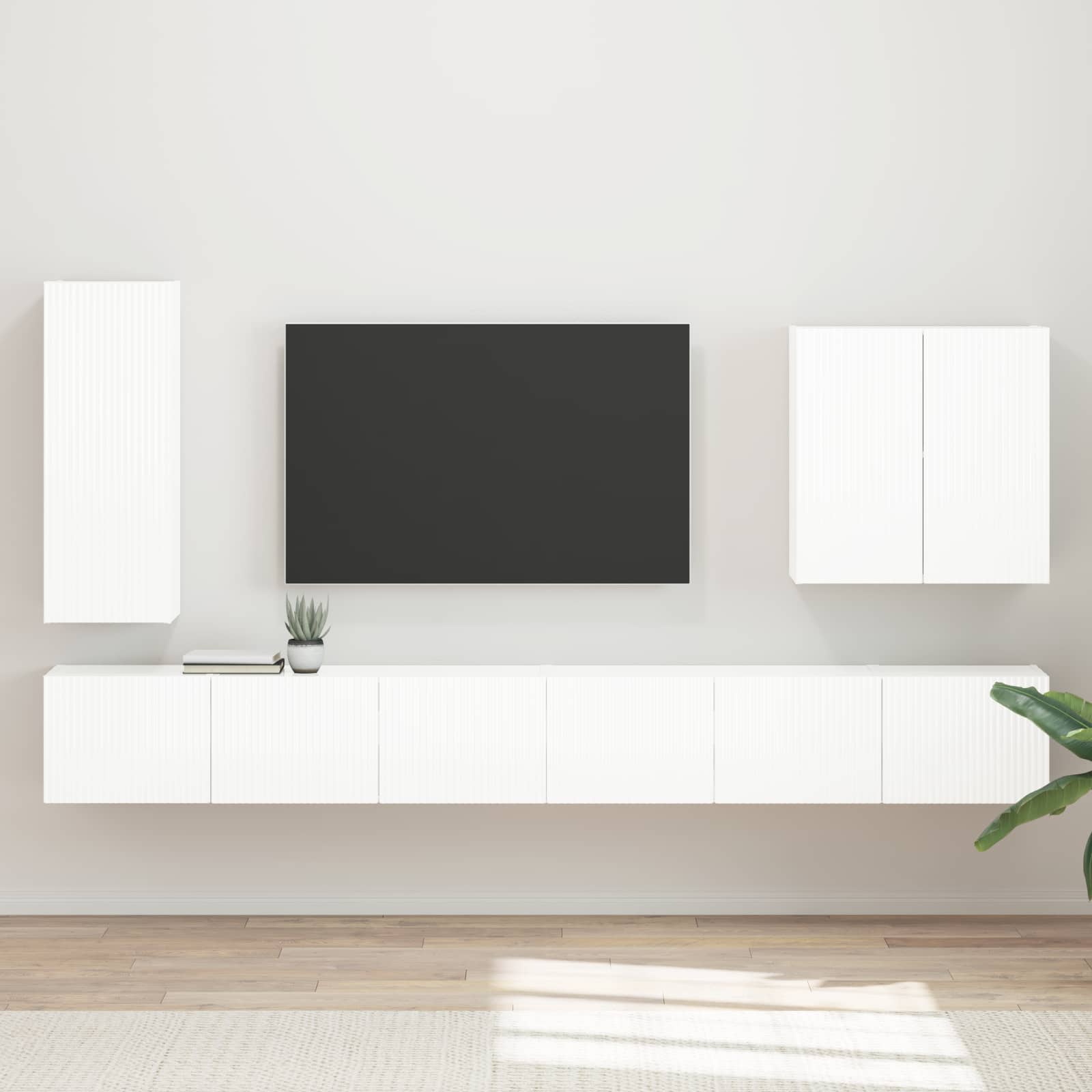 Ensemble de meuble TV mural Montage mural 6 pcs Blanc brillant - XIOS
