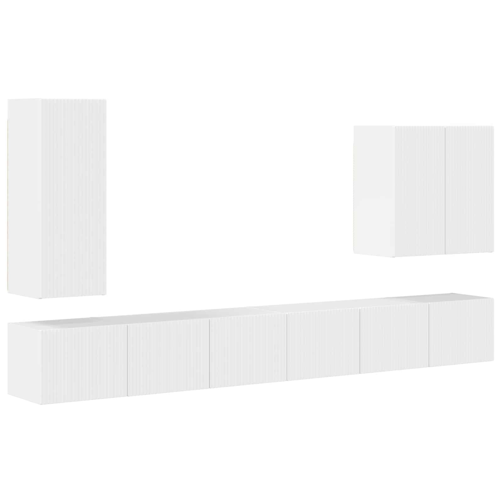 Ensemble de meuble TV mural Montage mural 6 pcs Blanc brillant - XIOS