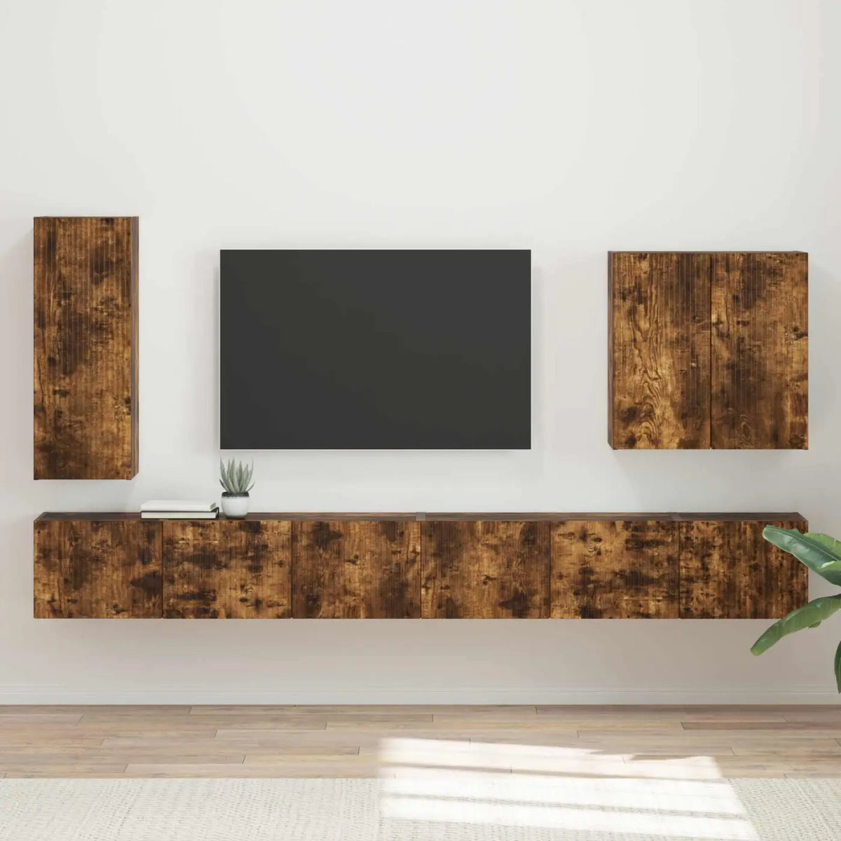 Ensemble de meuble TV mural 6 pc Chêne fumé - XIOS