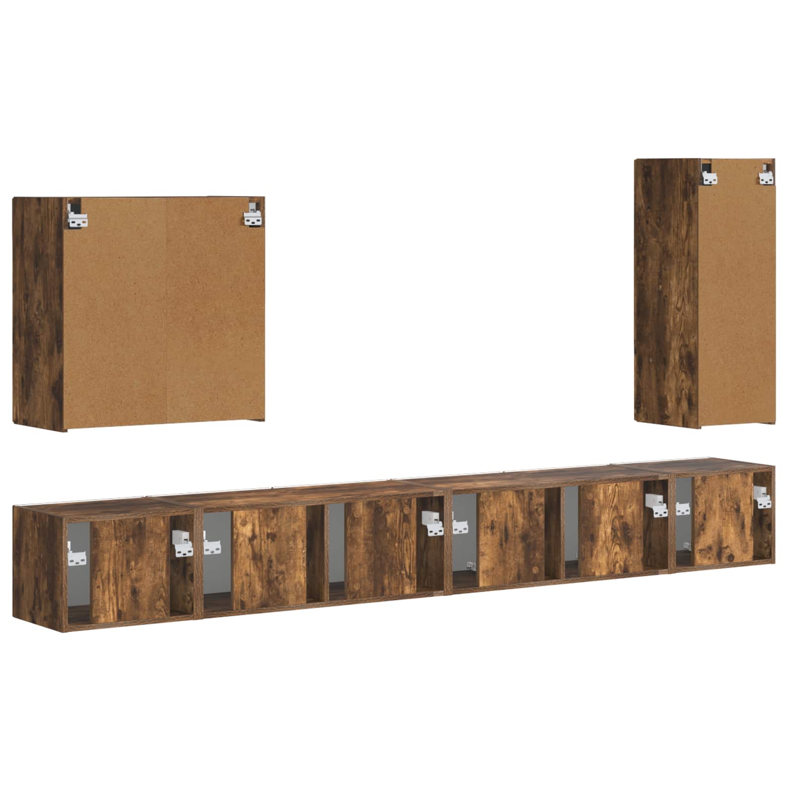 Ensemble de meuble TV mural Montage mural 6 pcs Chêne fumé - XIOS
