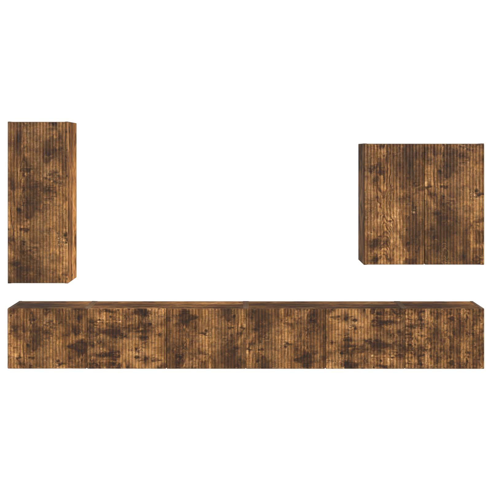 Ensemble de meuble TV mural Montage mural 6 pcs Chêne fumé - XIOS
