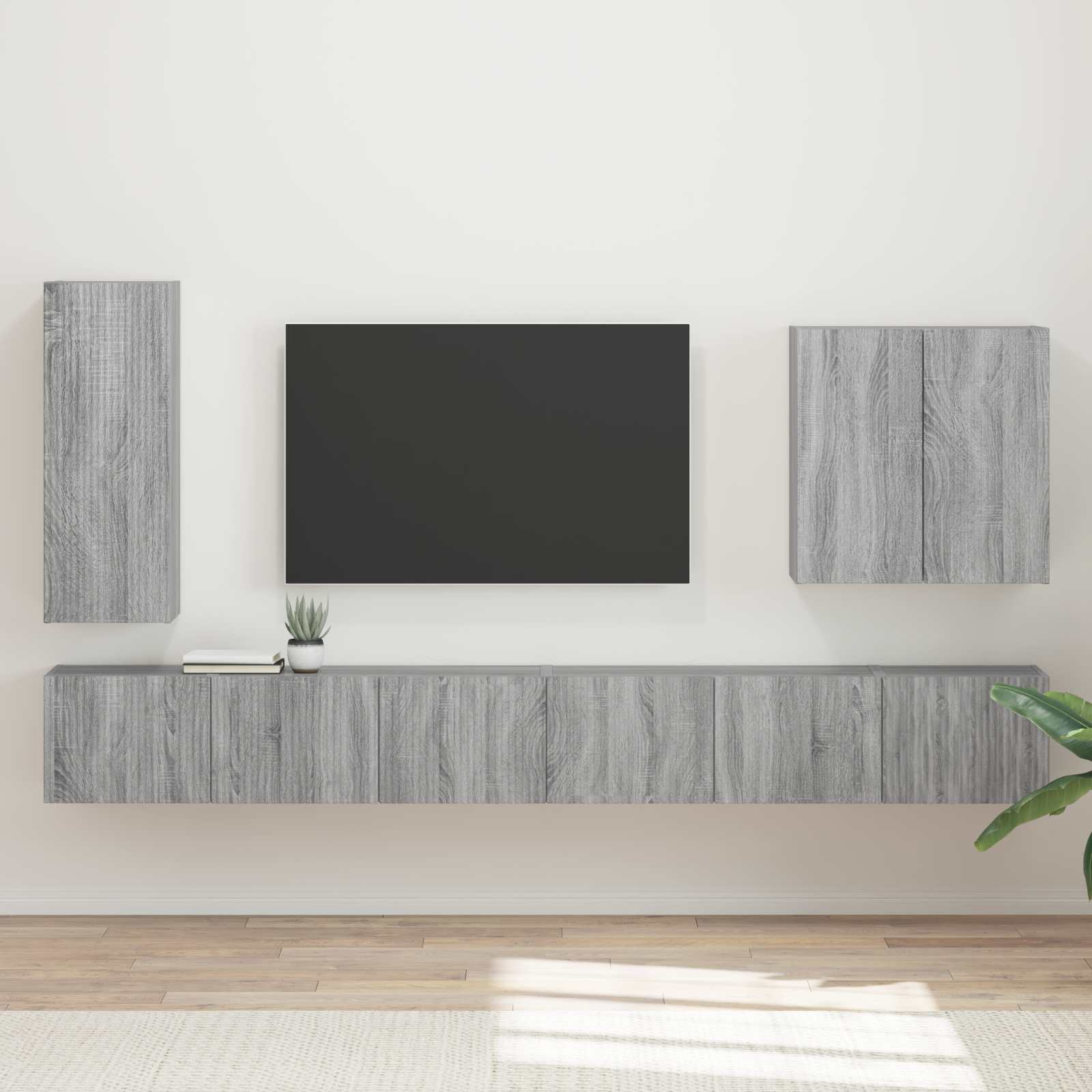 Ensemble de meuble TV mural Montage mural 6 pcs Gris Sonoma - XIOS