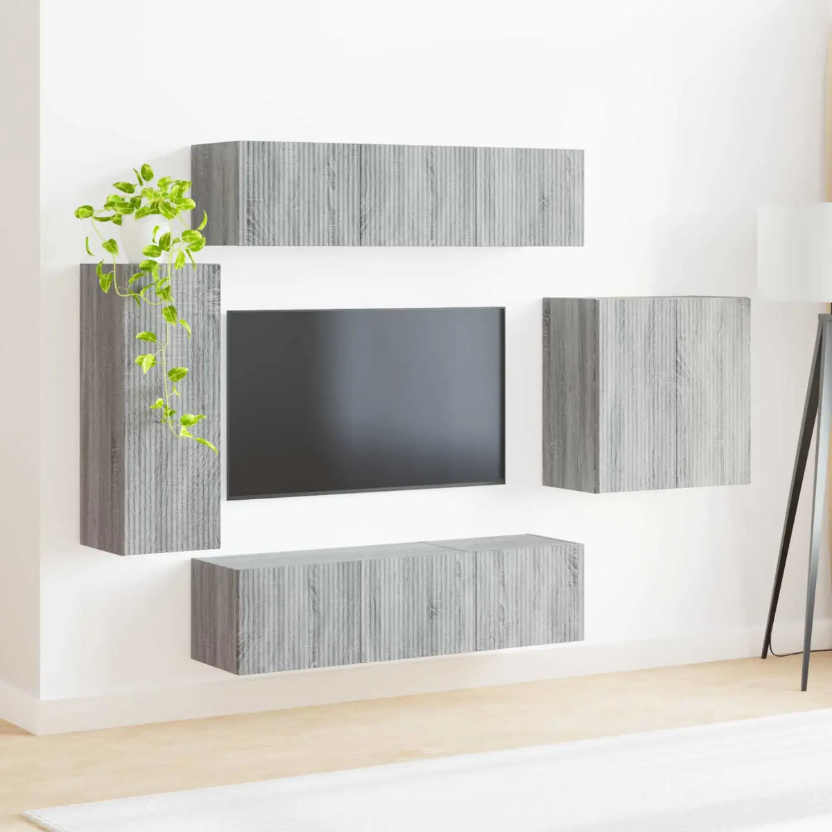 Ensemble de meuble TV mural 6 pc Gris Sonoma - XIOS