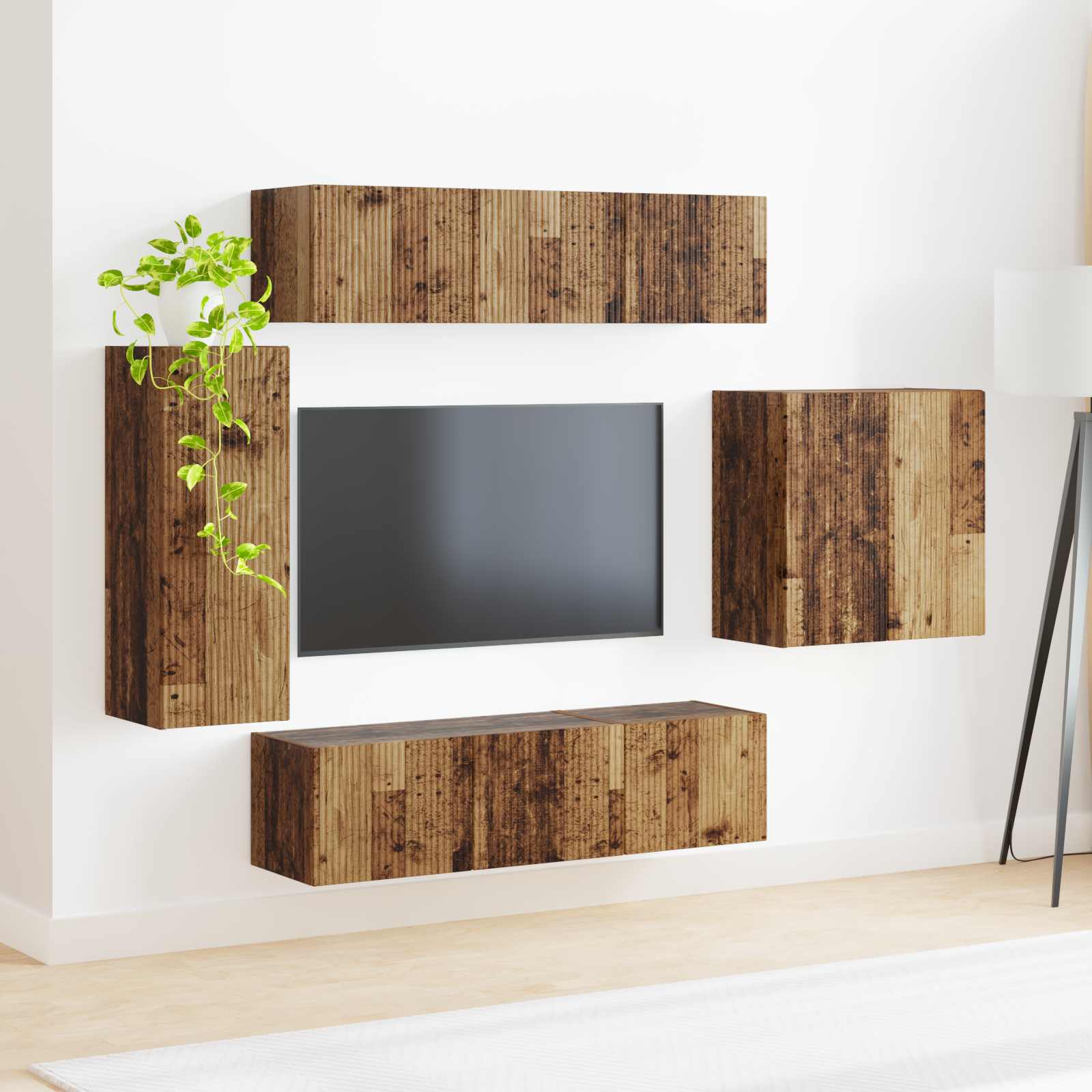 Ensemble de meuble TV mural Montage mural 6 pcs Bois Ancien - XIOS