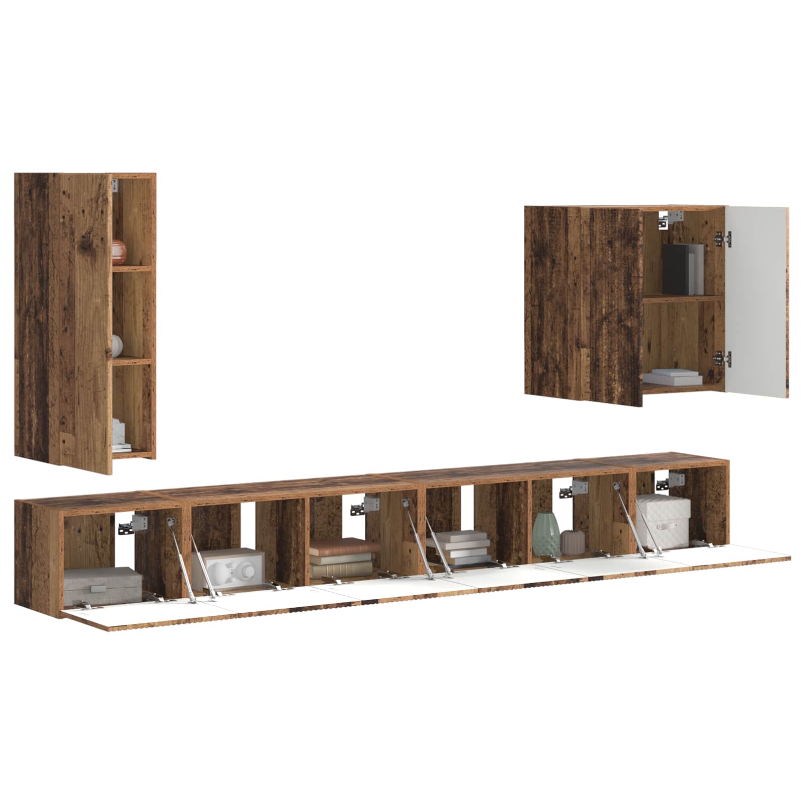 Ensemble de meuble TV mural Montage mural 6 pcs Bois Ancien - XIOS