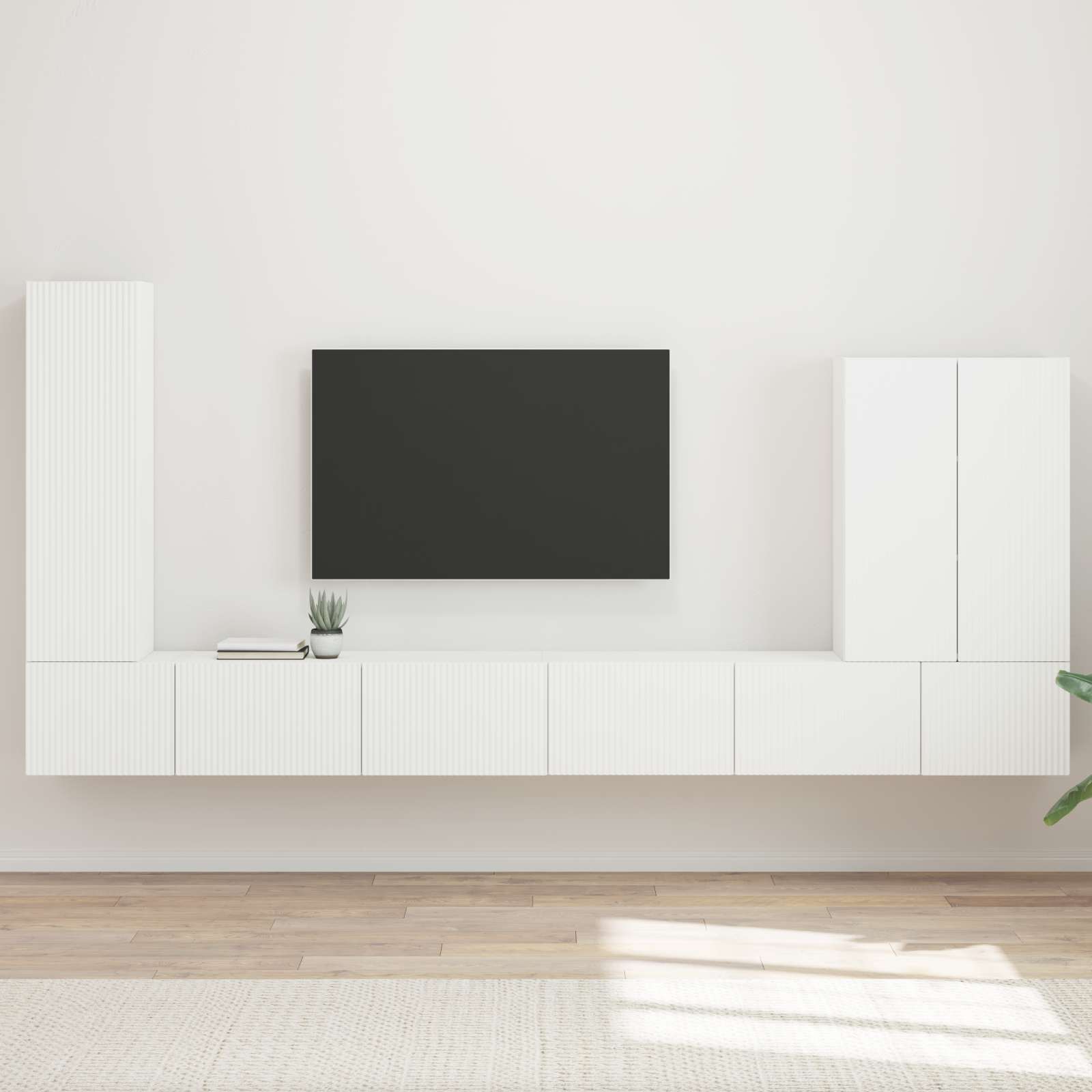 Ensemble de meuble TV mural 6 pc Blanc