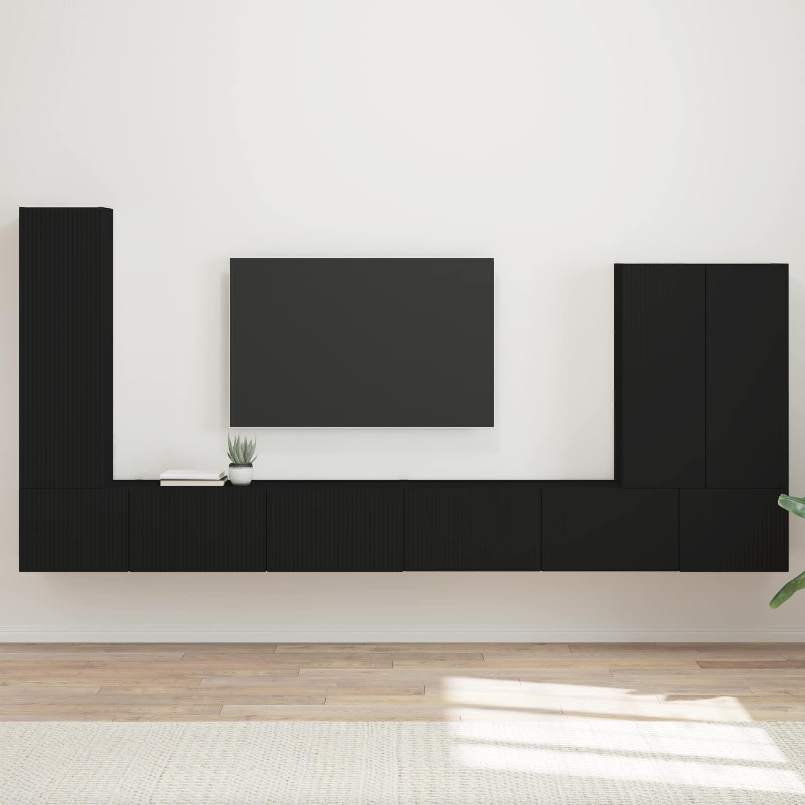 Ensemble de meuble TV mural 6 pc Noir