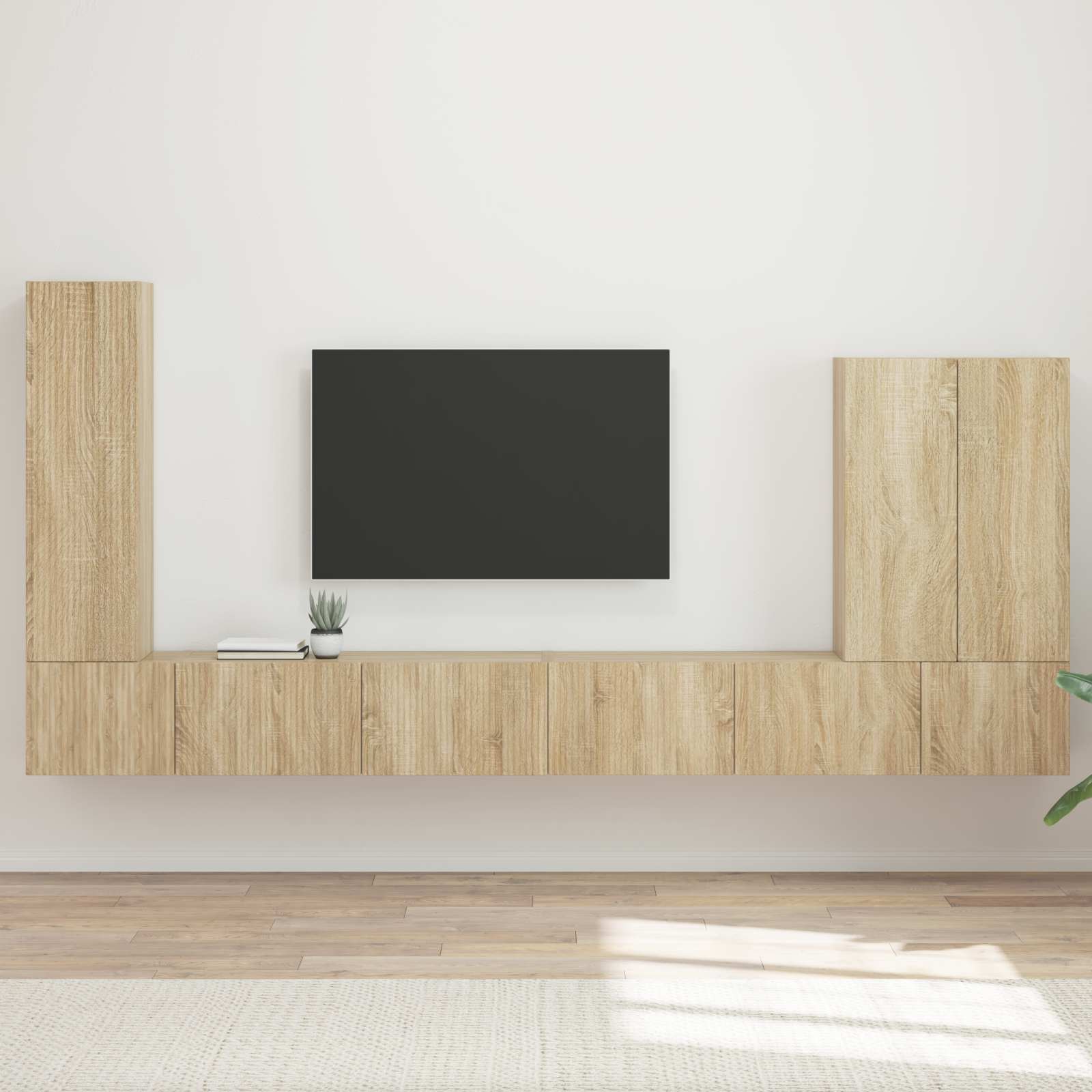 Ensemble de meuble TV mural 6 pc Chêne Sonoma