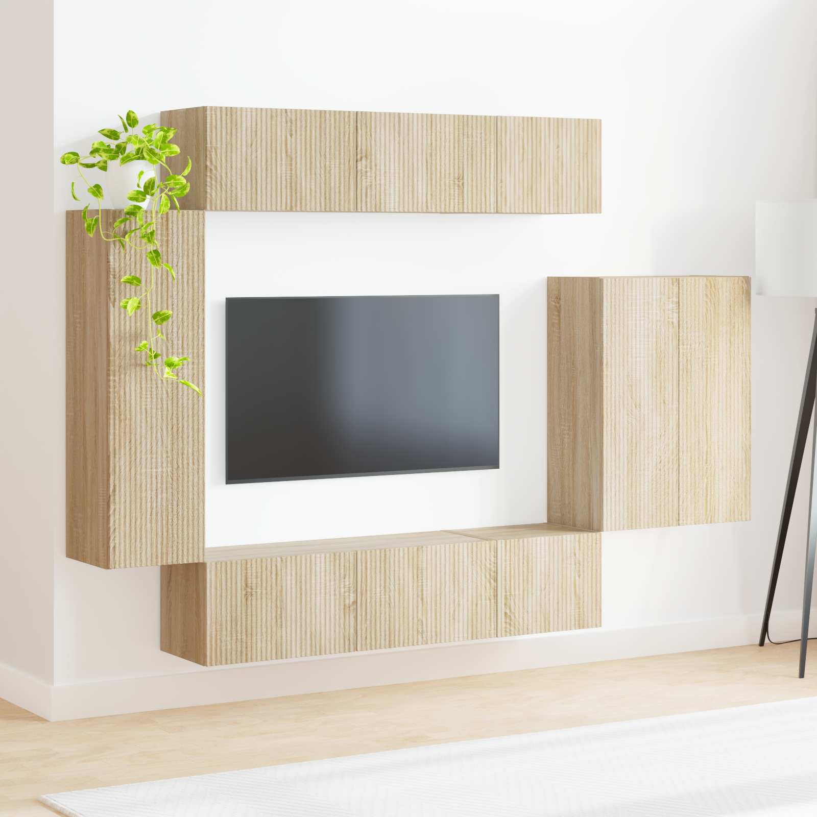 Ensemble de meuble TV mural 6 pc Chêne Sonoma