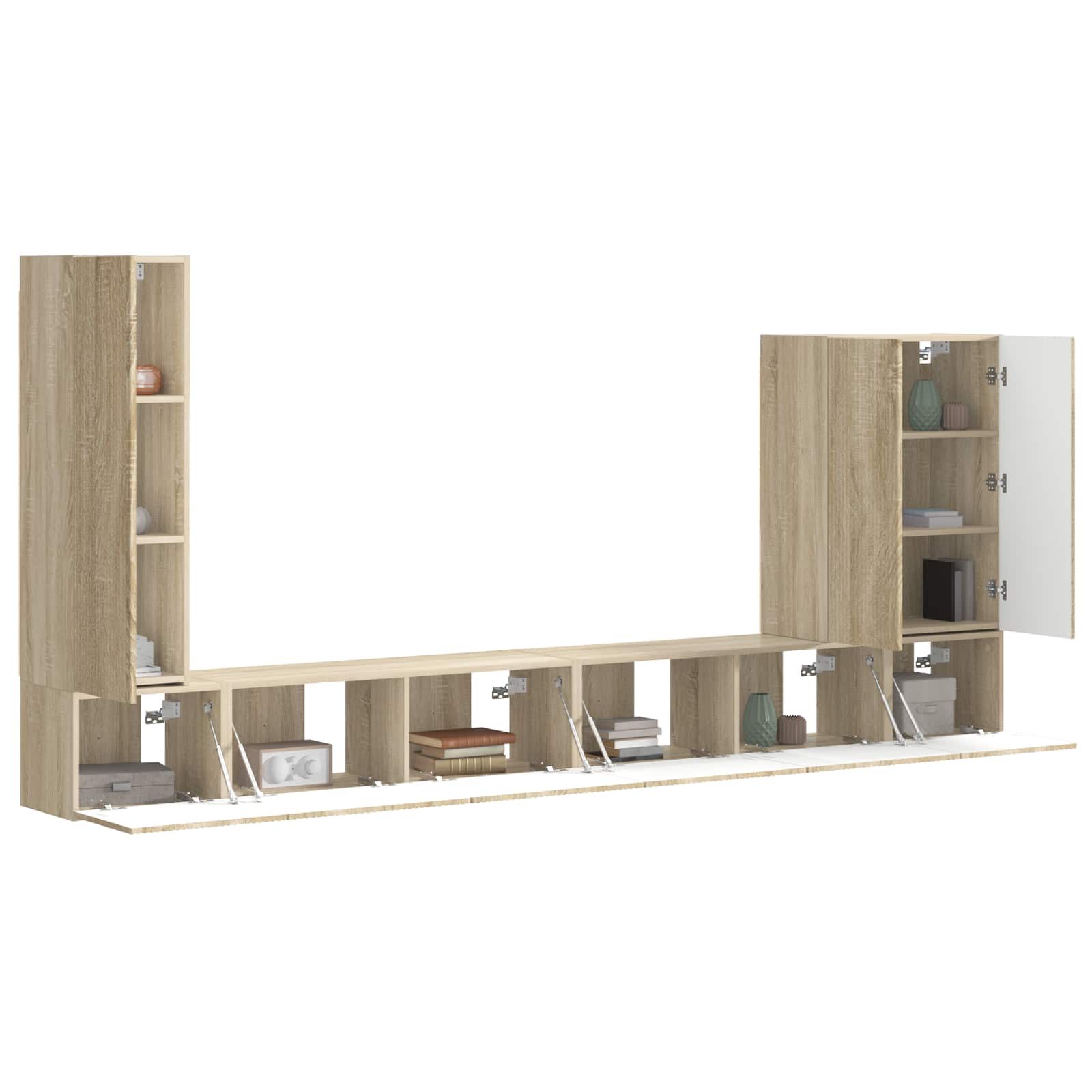 Ensemble de meuble TV mural 6 pc Chêne Sonoma