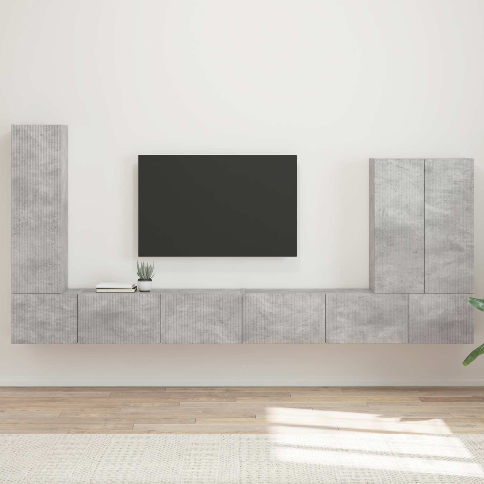Ensemble de meuble TV mural Montage mural 6 pcs Gris béton - XIOS