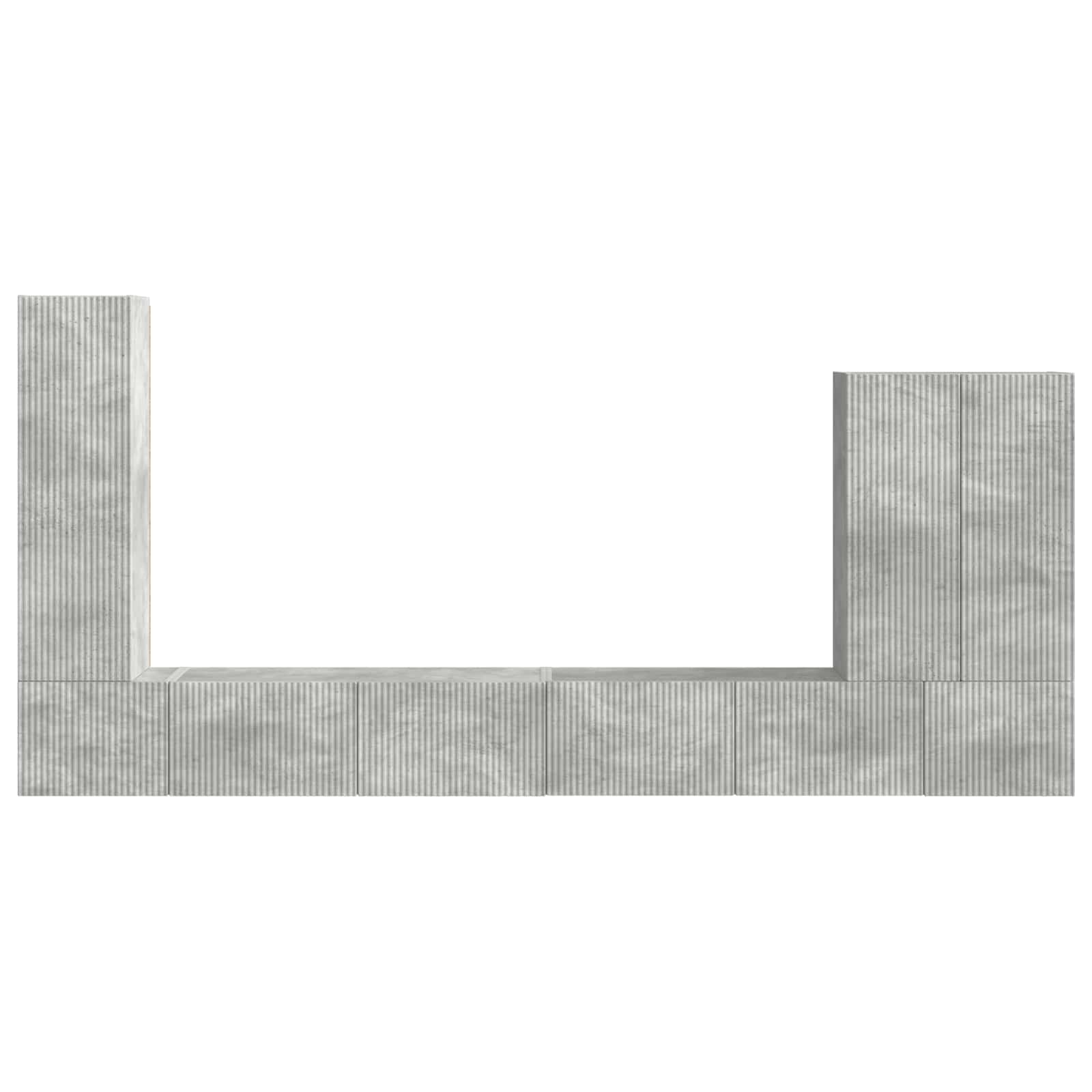 Ensemble de meuble TV mural Montage mural 6 pcs Gris béton - XIOS