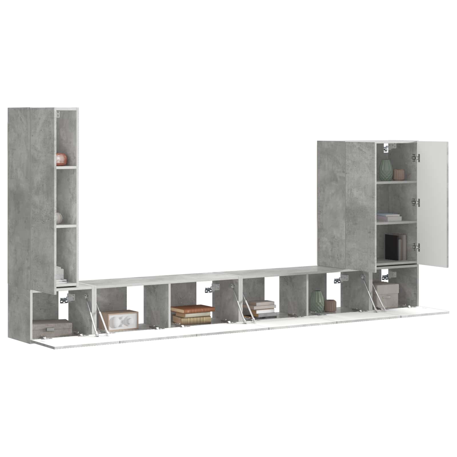 Ensemble de meuble TV mural Montage mural 6 pcs Gris béton - XIOS