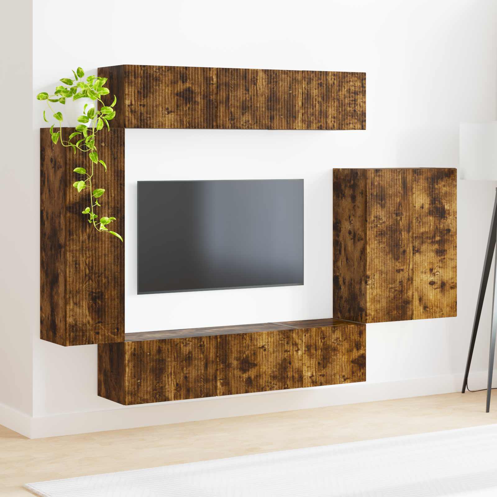 Ensemble de meuble TV mural Montage mural 6 pcs Chêne fumé - XIOS