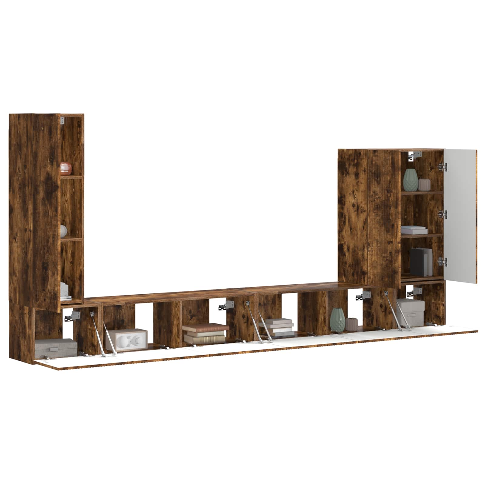 Ensemble de meuble TV mural Montage mural 6 pcs Chêne fumé - XIOS