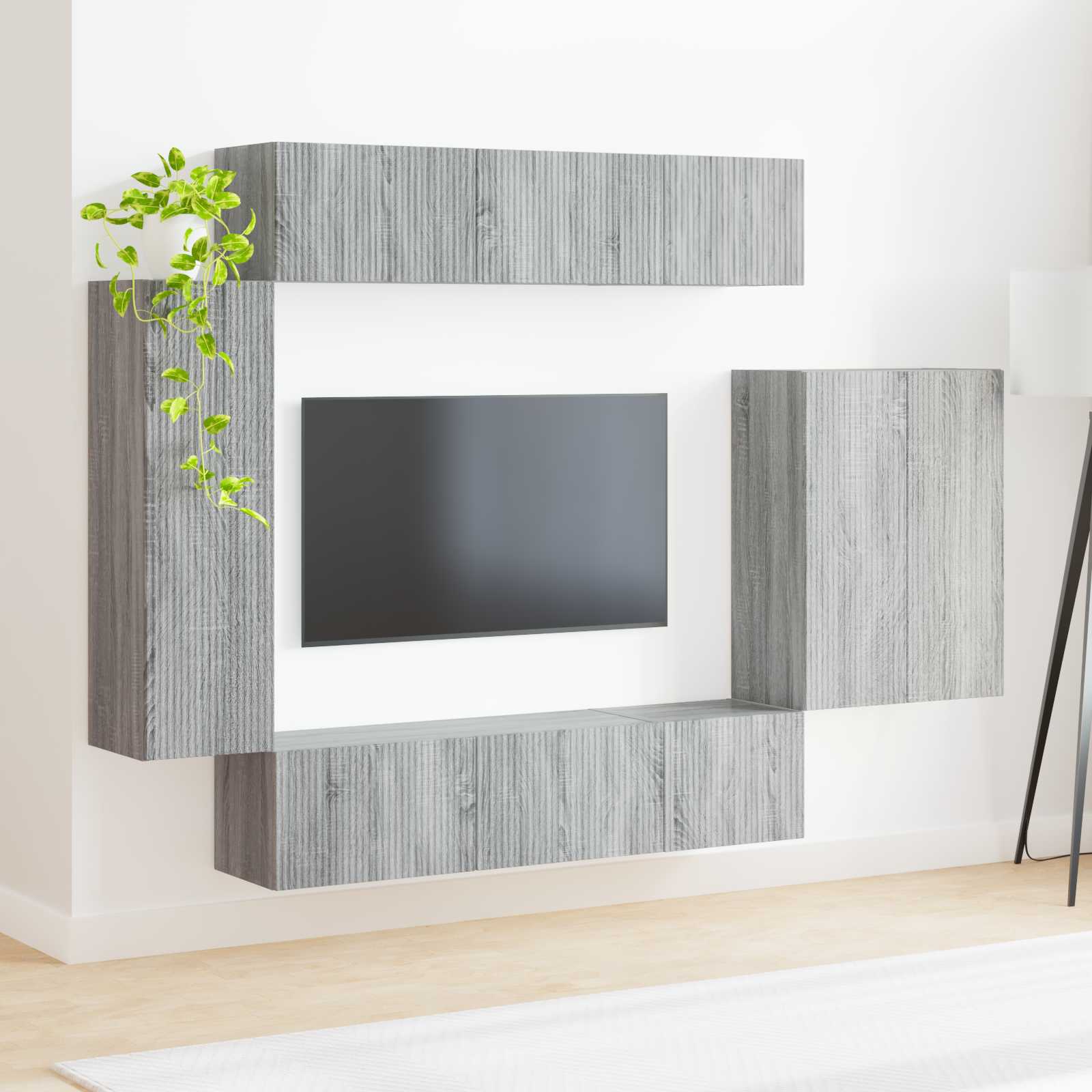 Ensemble de meuble TV mural Montage mural 6 pcs Gris Sonoma - XIOS