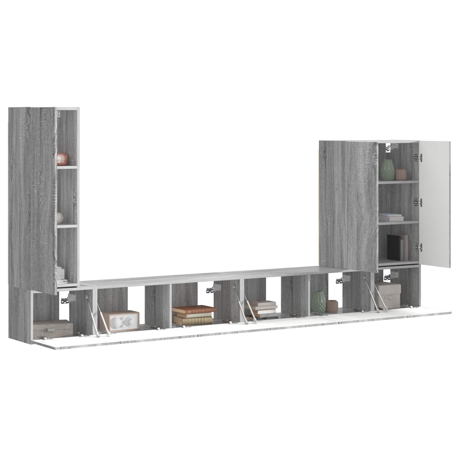 Ensemble de meuble TV mural Montage mural 6 pcs Gris Sonoma - XIOS