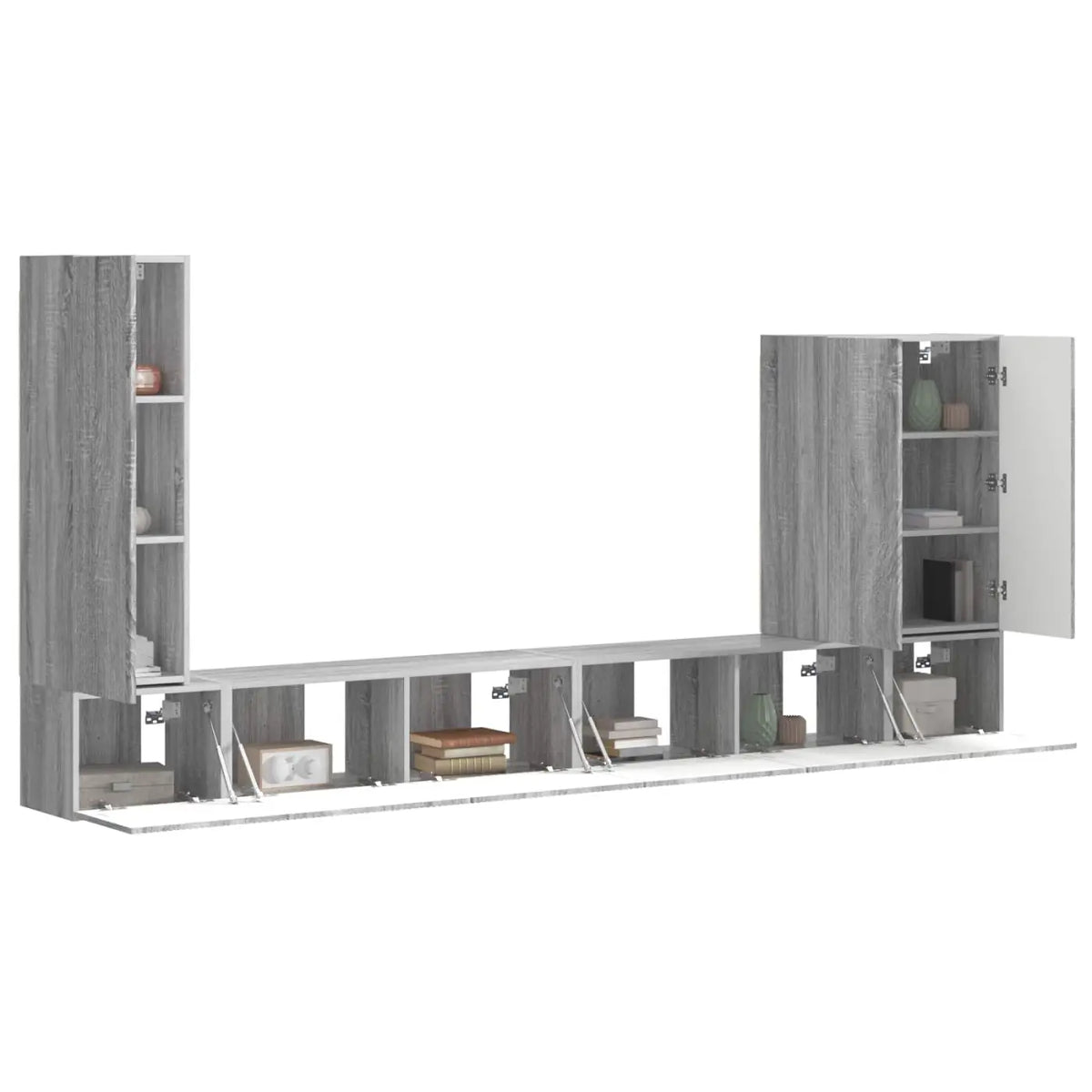 Ensemble de meuble TV mural 6 pc Gris Sonoma - XIOS