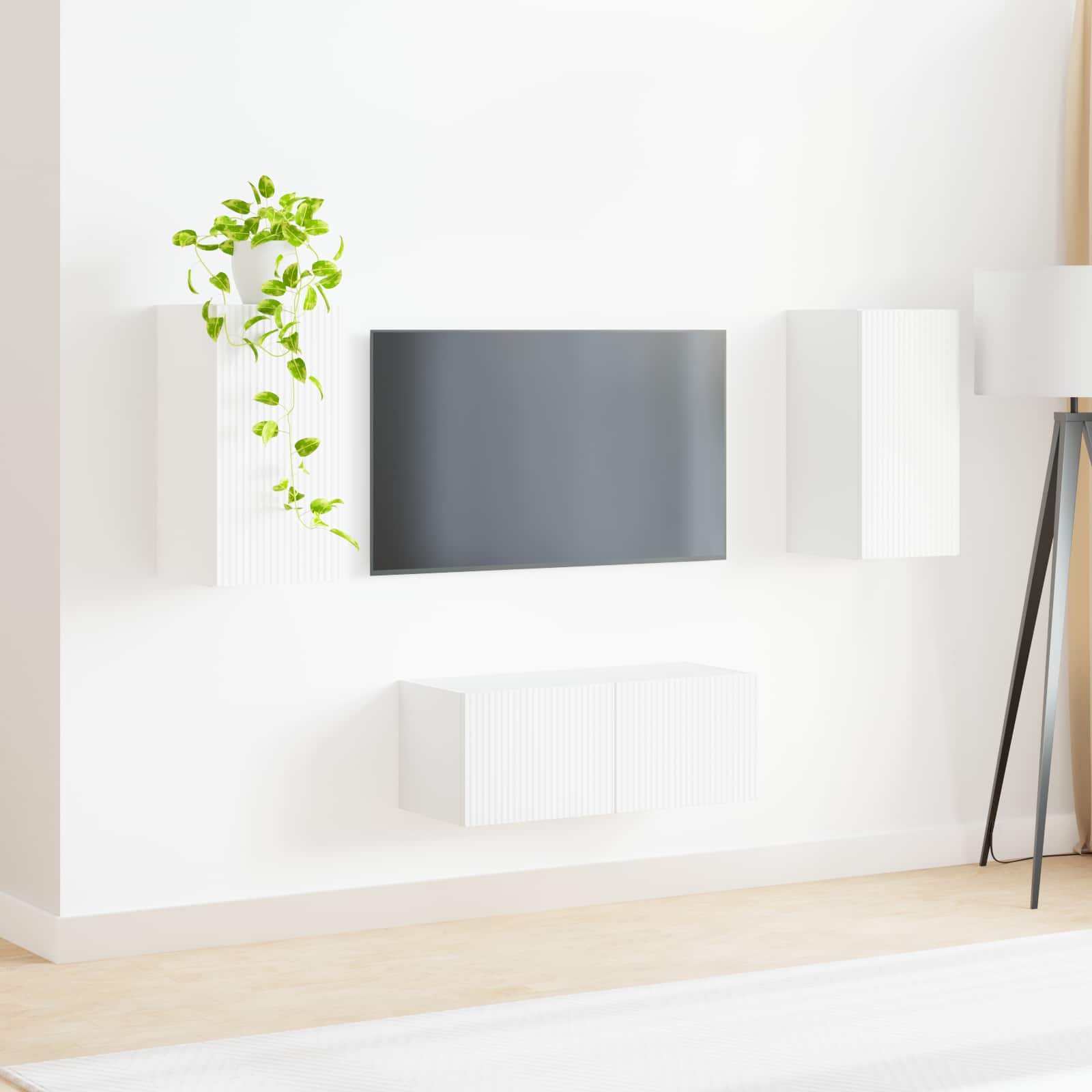 Ensemble meuble TV Montage mural 2 pcs Blanc Bois d'ingénierie - XIOS