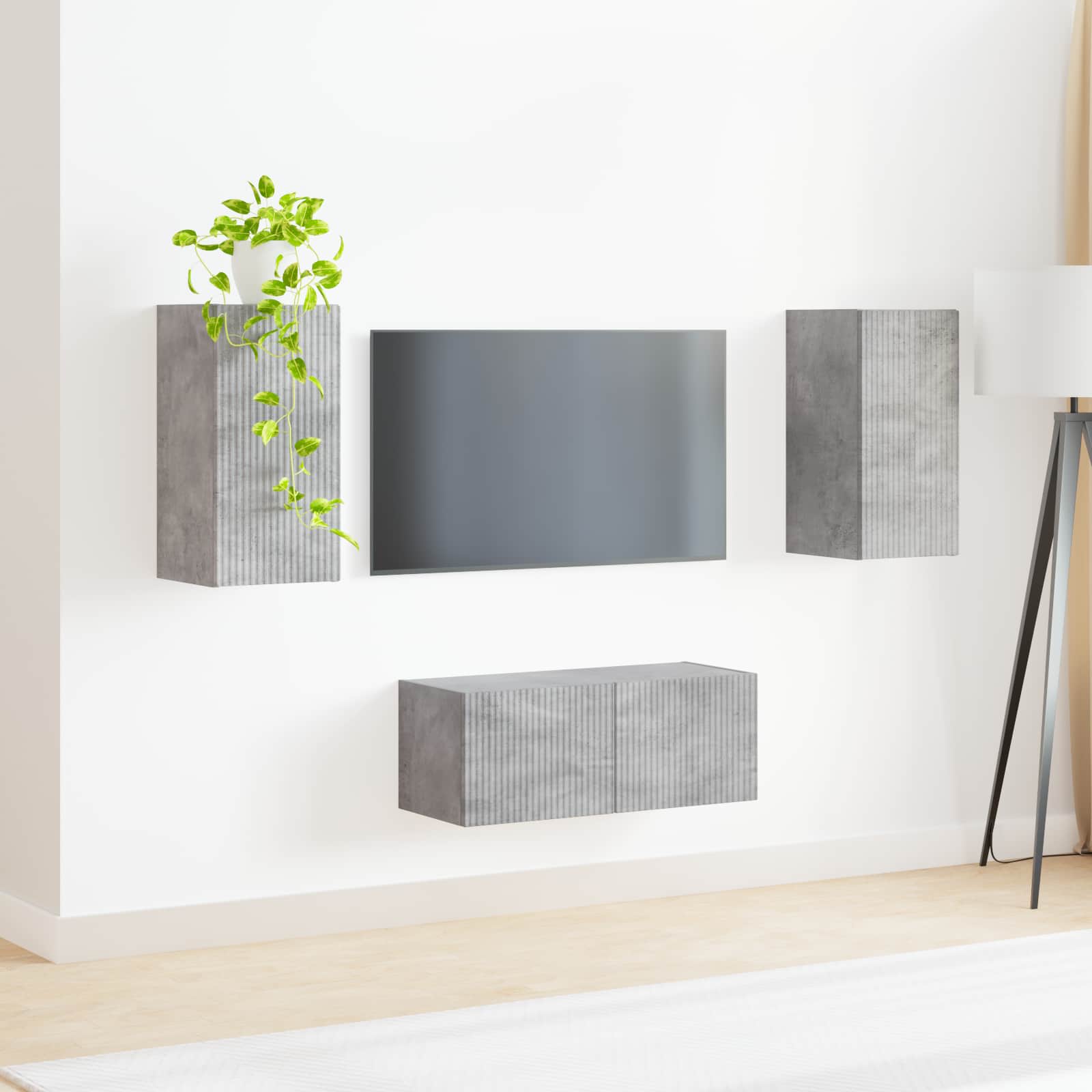 Ensemble meuble TV 2 pcs Gris béton Bois d'ingénierie - XIOS