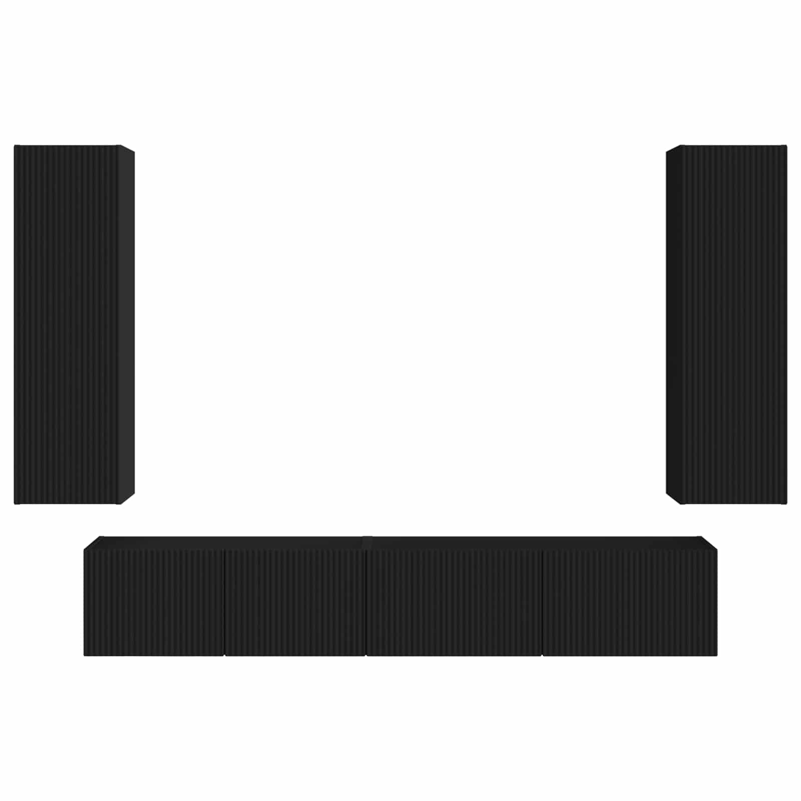 Ensemble meuble TV Montage mural 3 pcs Noir Bois d'ingénierie - XIOS