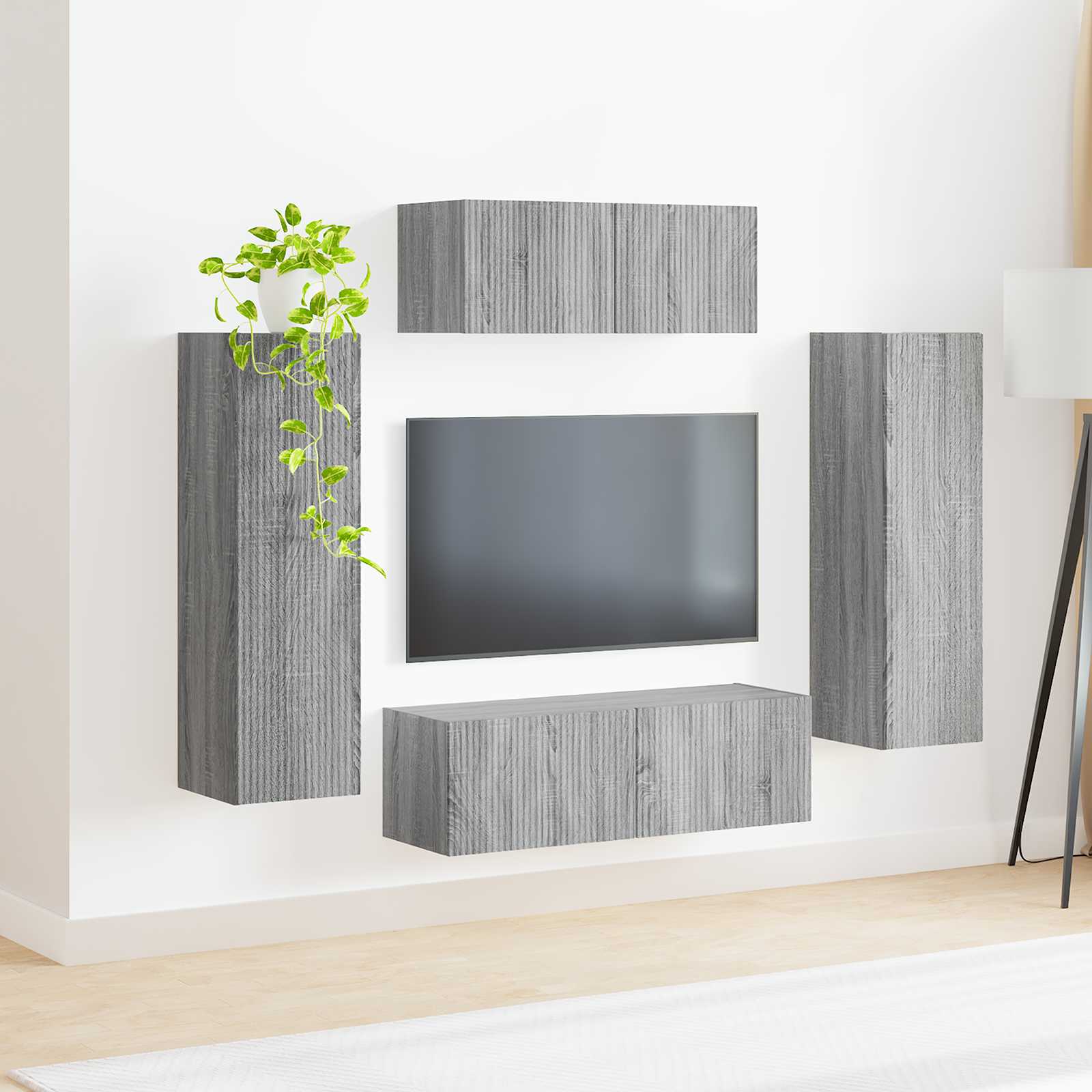 Ensemble meuble TV 3 pcs Gris Sonoma Bois d'ingénierie - XIOS