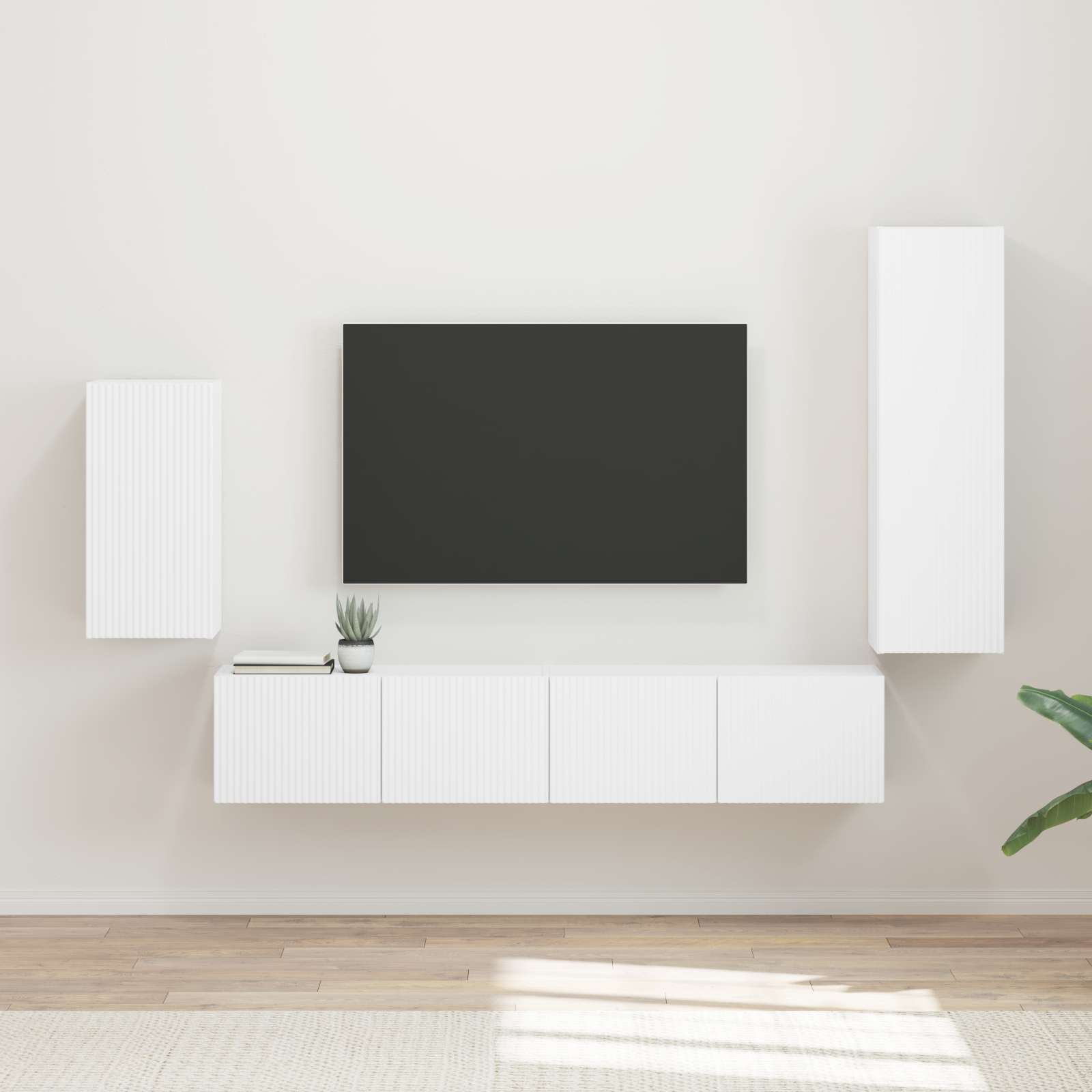 Ensemble meuble TV Montage mural 4 pcs Blanc Bois d'ingénierie - XIOS
