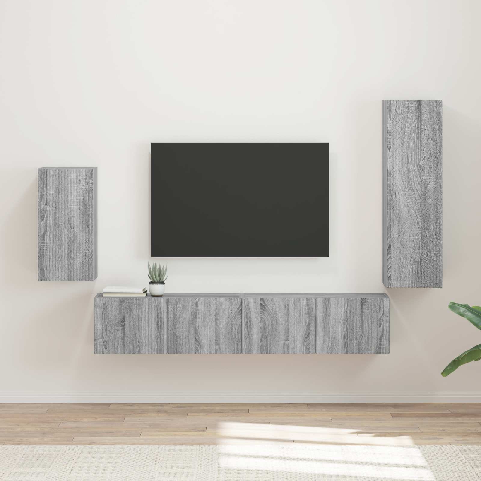 Ensemble meuble TV 4 pcs Gris Sonoma Bois d'ingénierie - XIOS