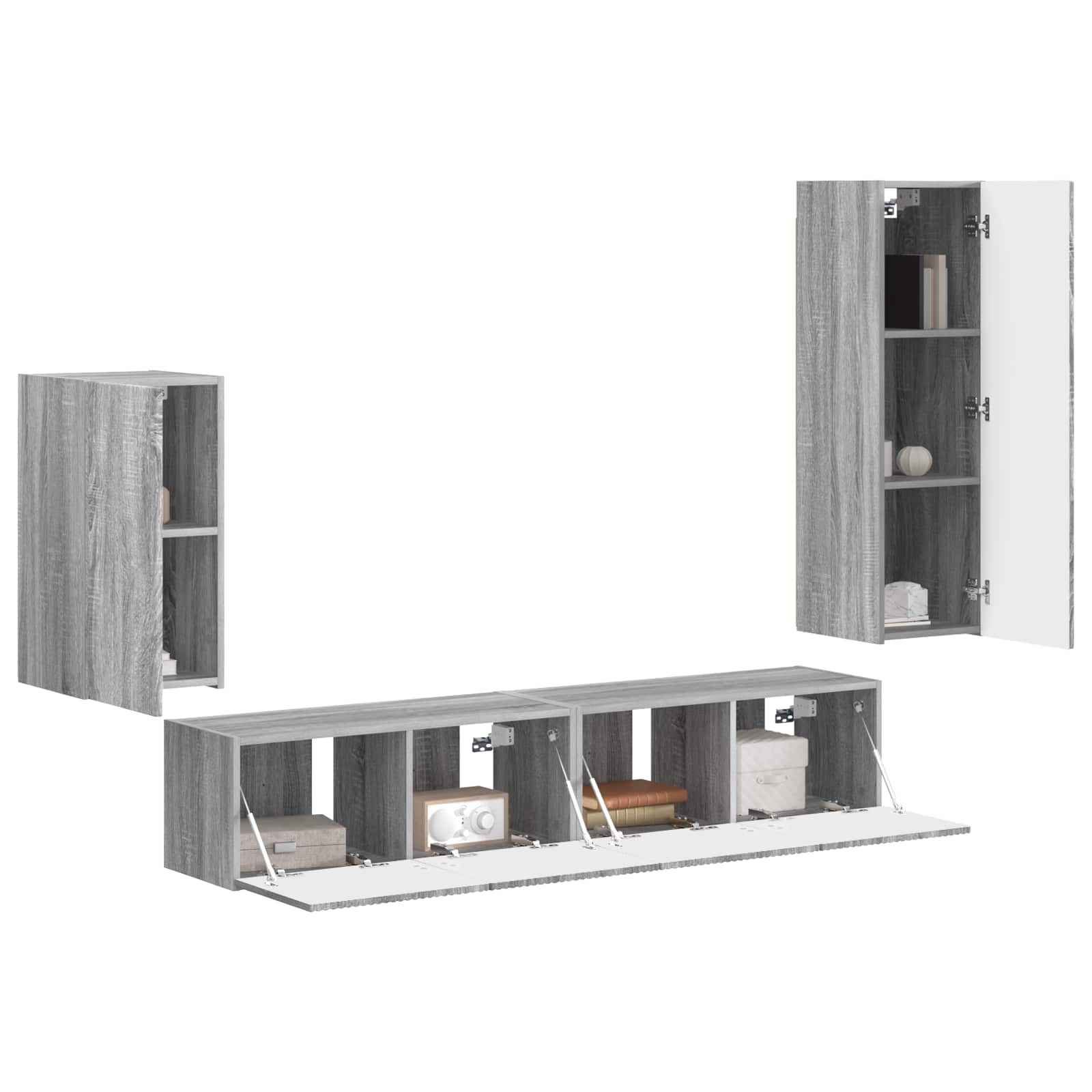 Ensemble meuble TV 4 pcs Gris Sonoma Bois d'ingénierie - XIOS