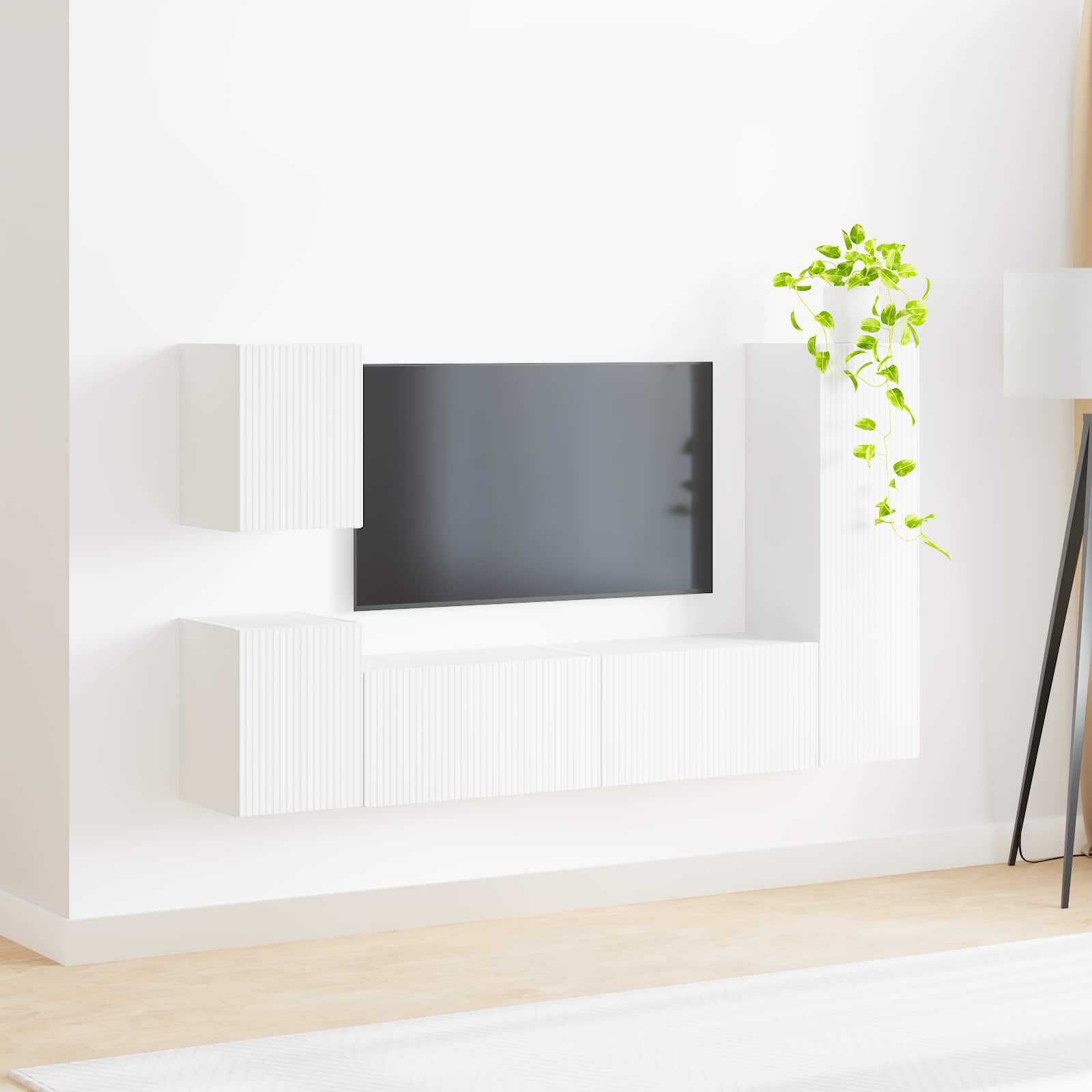 Ensemble meuble TV Montage mural 4 pcs Blanc Bois d'ingénierie - XIOS