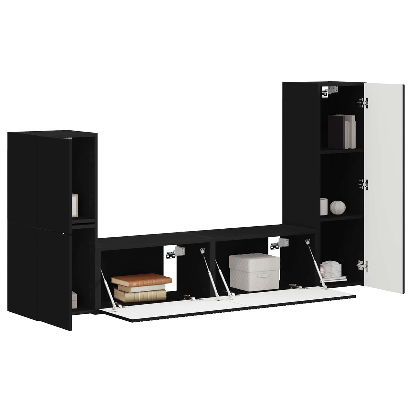 Ensemble meuble TV Montage mural 4 pcs Noir Bois d'ingénierie - XIOS