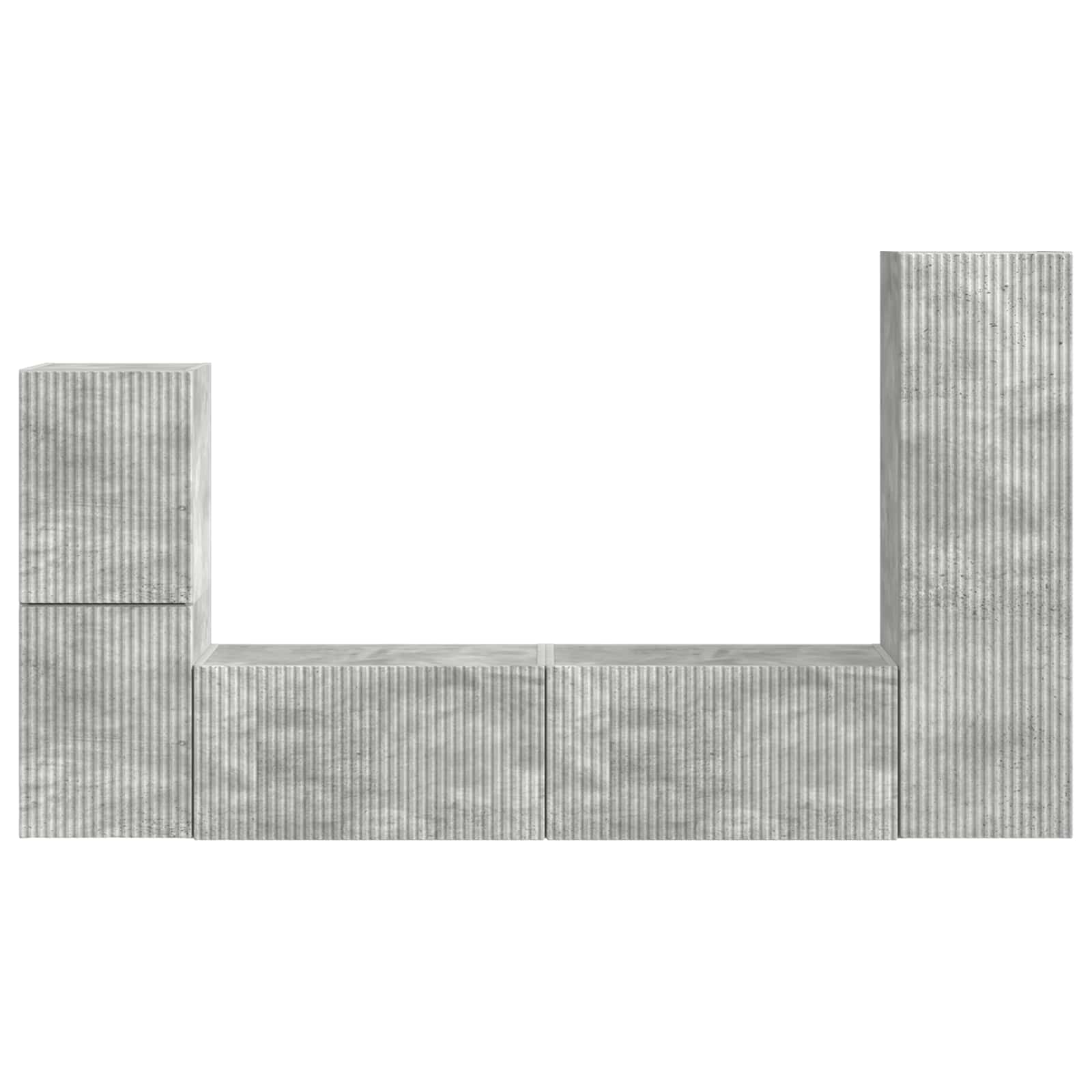 Ensemble meuble TV 4 pcs Gris béton Bois d'ingénierie - XIOS