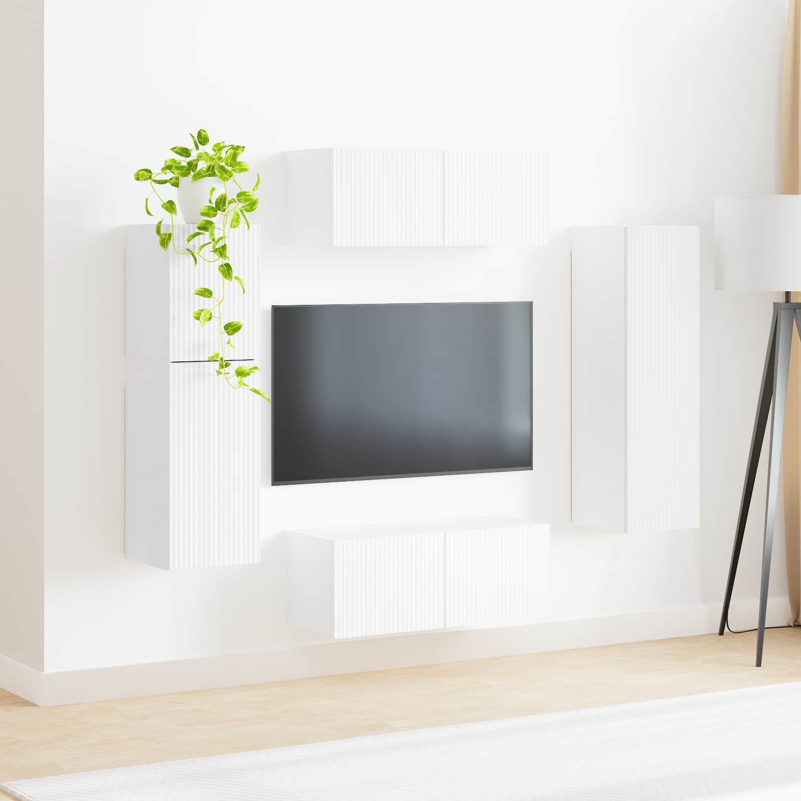 Ensemble meuble TV Montage mural 4 pcs Blanc Bois d'ingénierie - XIOS