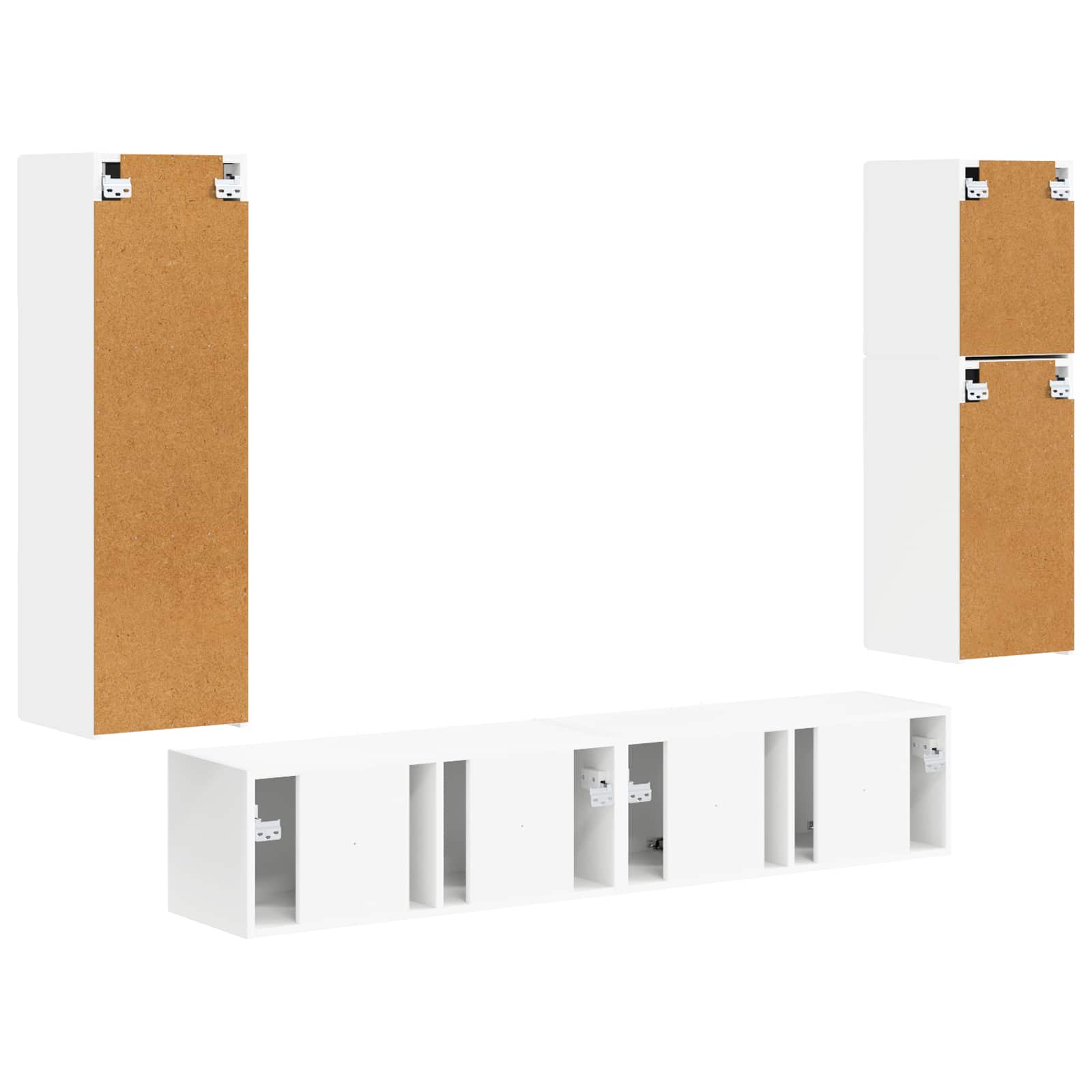 Ensemble meuble TV Montage mural 4 pcs Blanc Bois d'ingénierie - XIOS