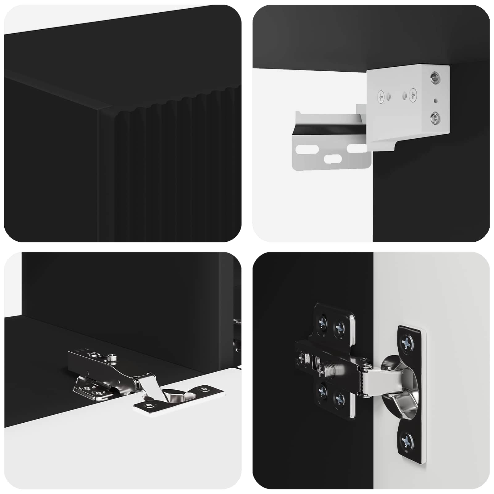 Ensemble meuble TV Montage mural 4 pcs Noir Bois d'ingénierie