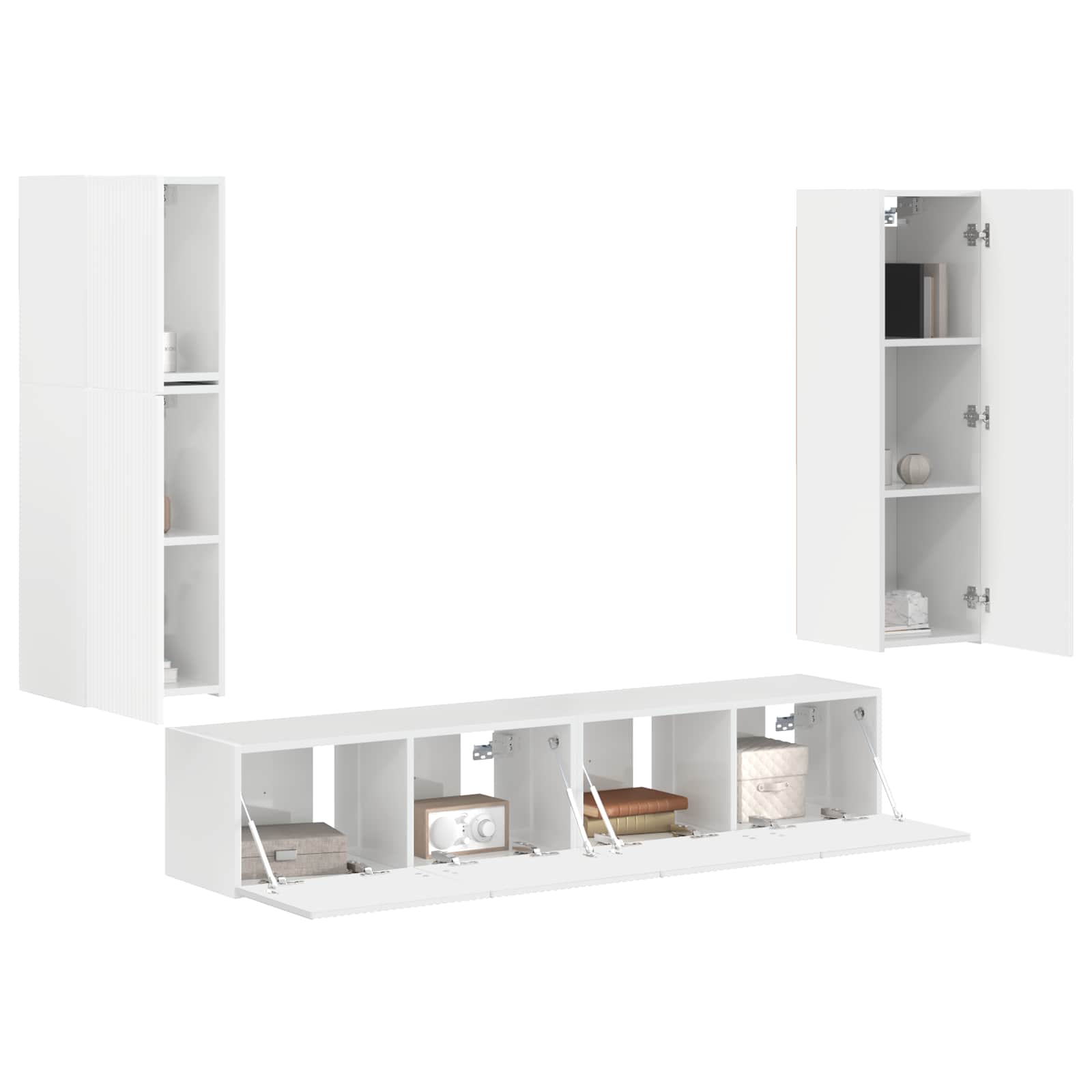 Ensemble meuble TV 4 pcs Blanc brillant Bois d'ingénierie - XIOS