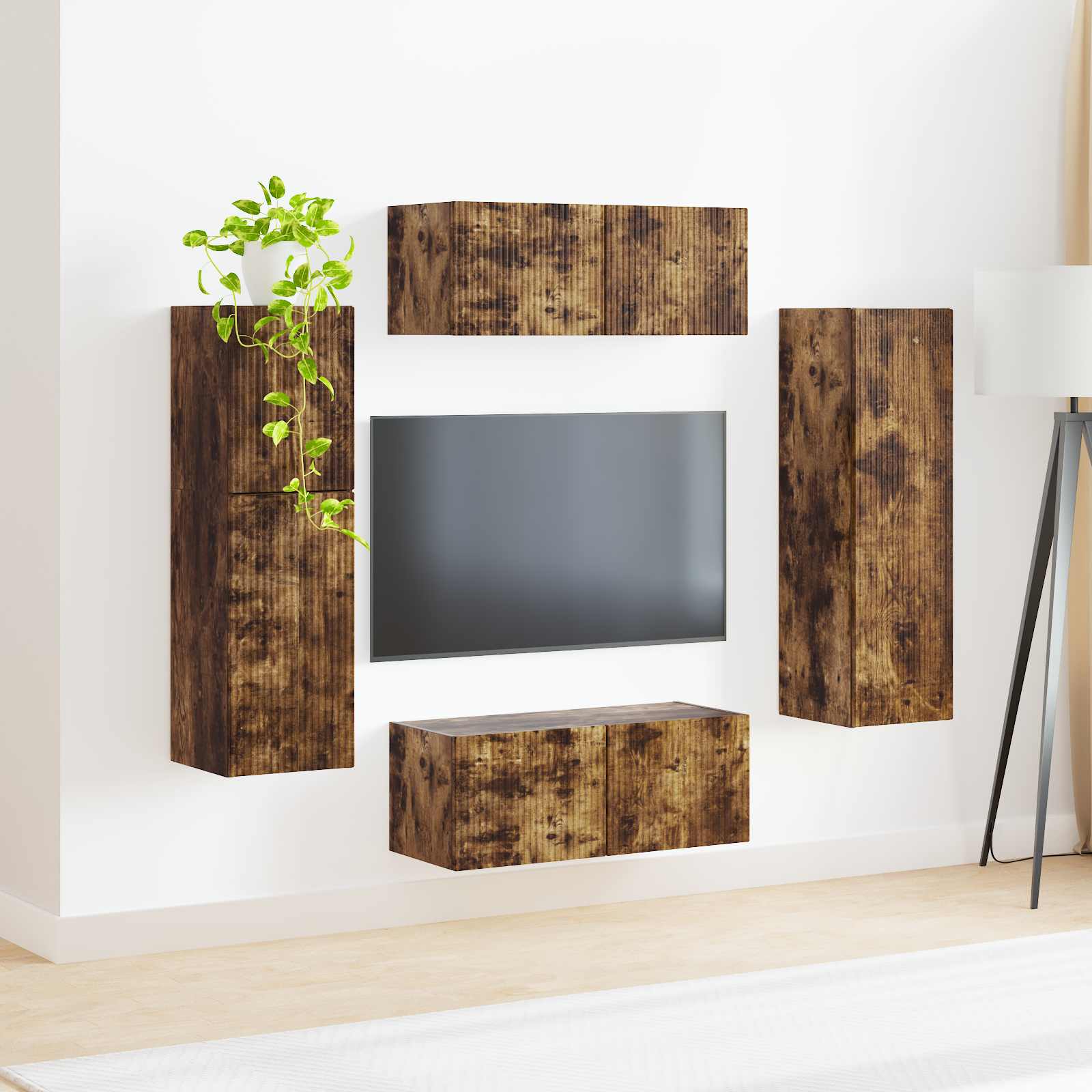 Ensemble meuble TV 4 pcs Chêne fumé Bois d'ingénierie - XIOS