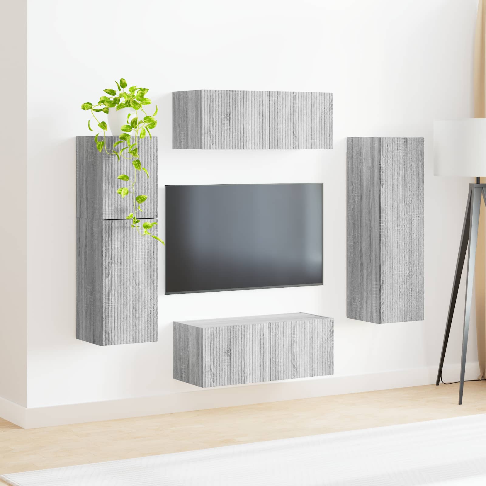 Ensemble meuble TV 4 pcs Gris Sonoma Bois d'ingénierie - XIOS