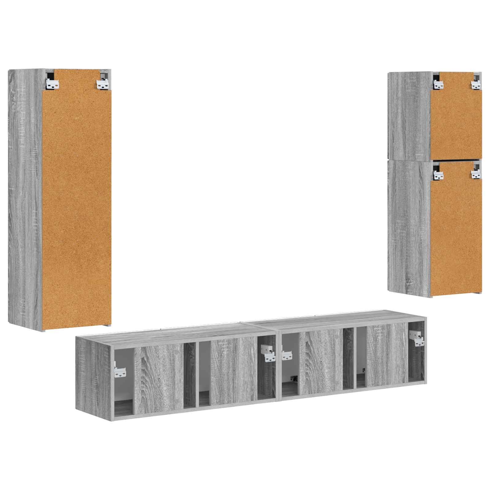 Ensemble meuble TV 4 pcs Gris Sonoma Bois d'ingénierie - XIOS